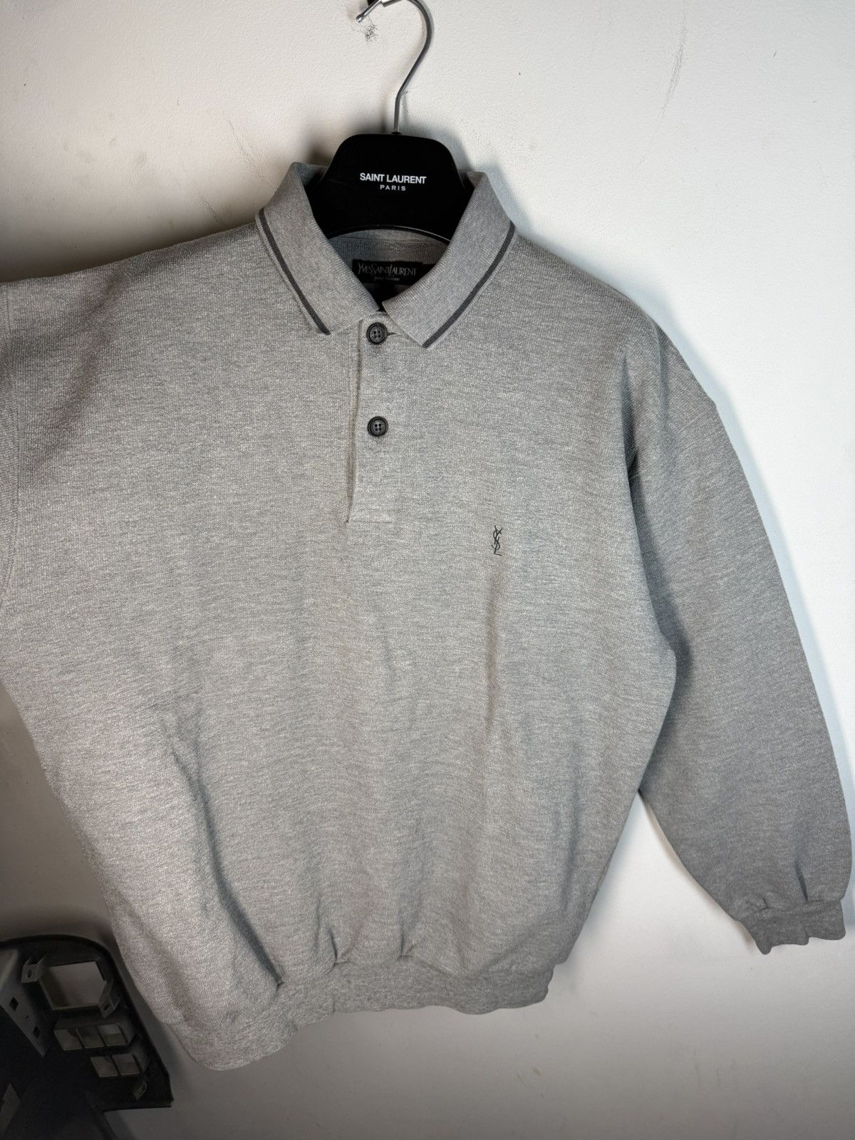 Yves Saint Laurent 90s YSL Sweatshirt 1/4 Grey Vintage Sweater Quarter Zip Size US M / EU 48-50 / 2 - 18 Thumbnail