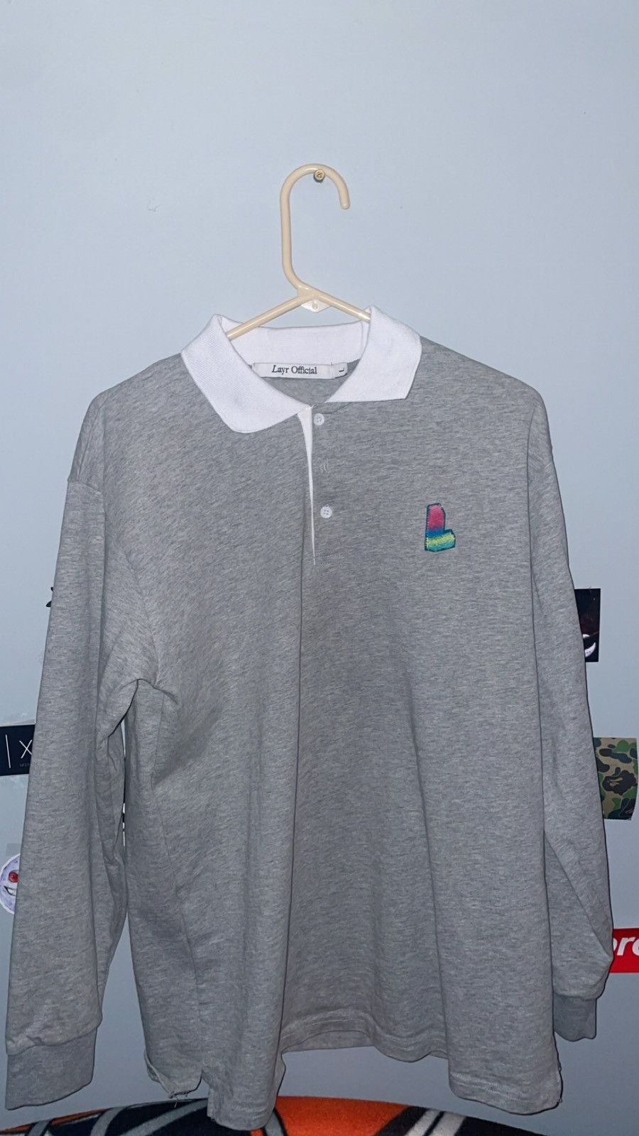 Designer Layr Grey Long sleeve Polo Size US L / EU 52-54 / 3 - 1 Thumbnail