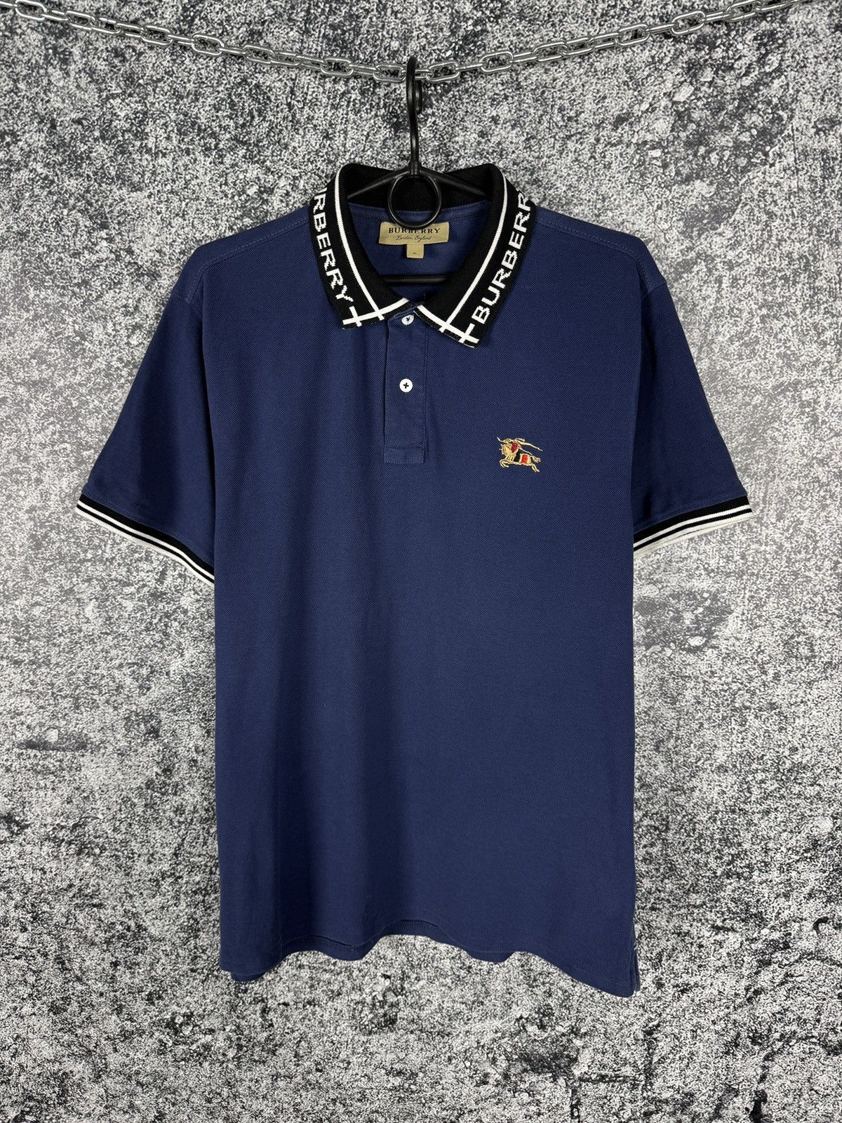 Burberry store London men's blue polo shirt size XL