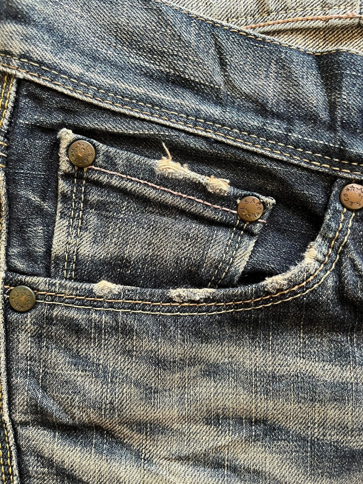 Levi's × Levi's Vintage Clothing Vintage 90s Levis Star Japan Mud Wash Distressed Loose Jeans Size 31" - 3 Thumbnail