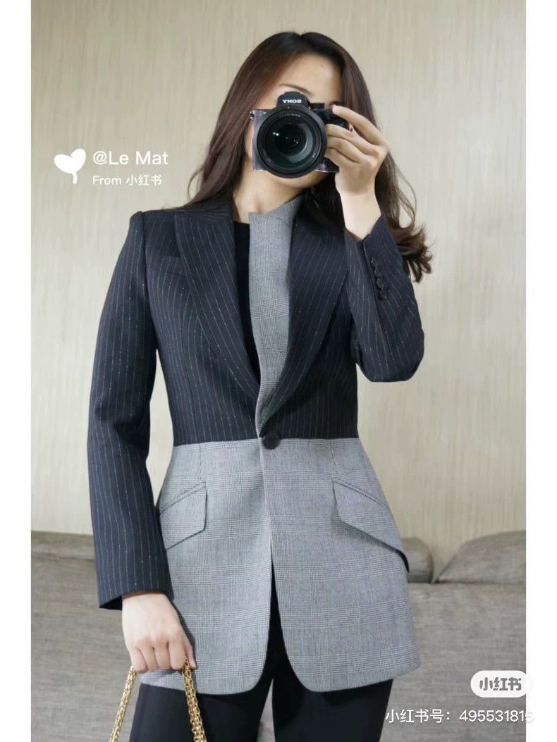 Alexander McQueen Alexander McQUEEN size 38 Splicing suit 2505-Nextarrow Size M / US 6-8 / IT 42-44 - 2 Thumbnail