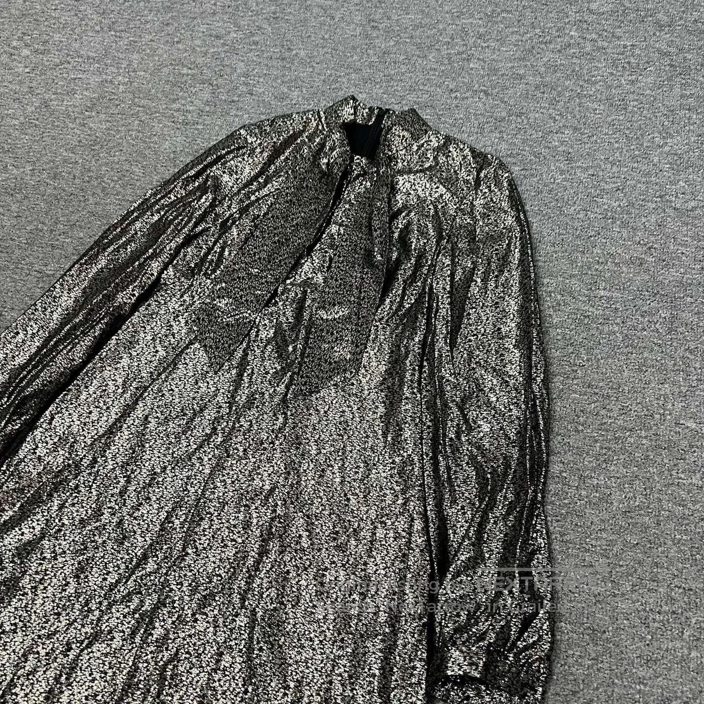 Yves Saint Laurent YSL Silver Ribbon Dress F34. Size XXS / US 00 / IT 34 - 3 Thumbnail