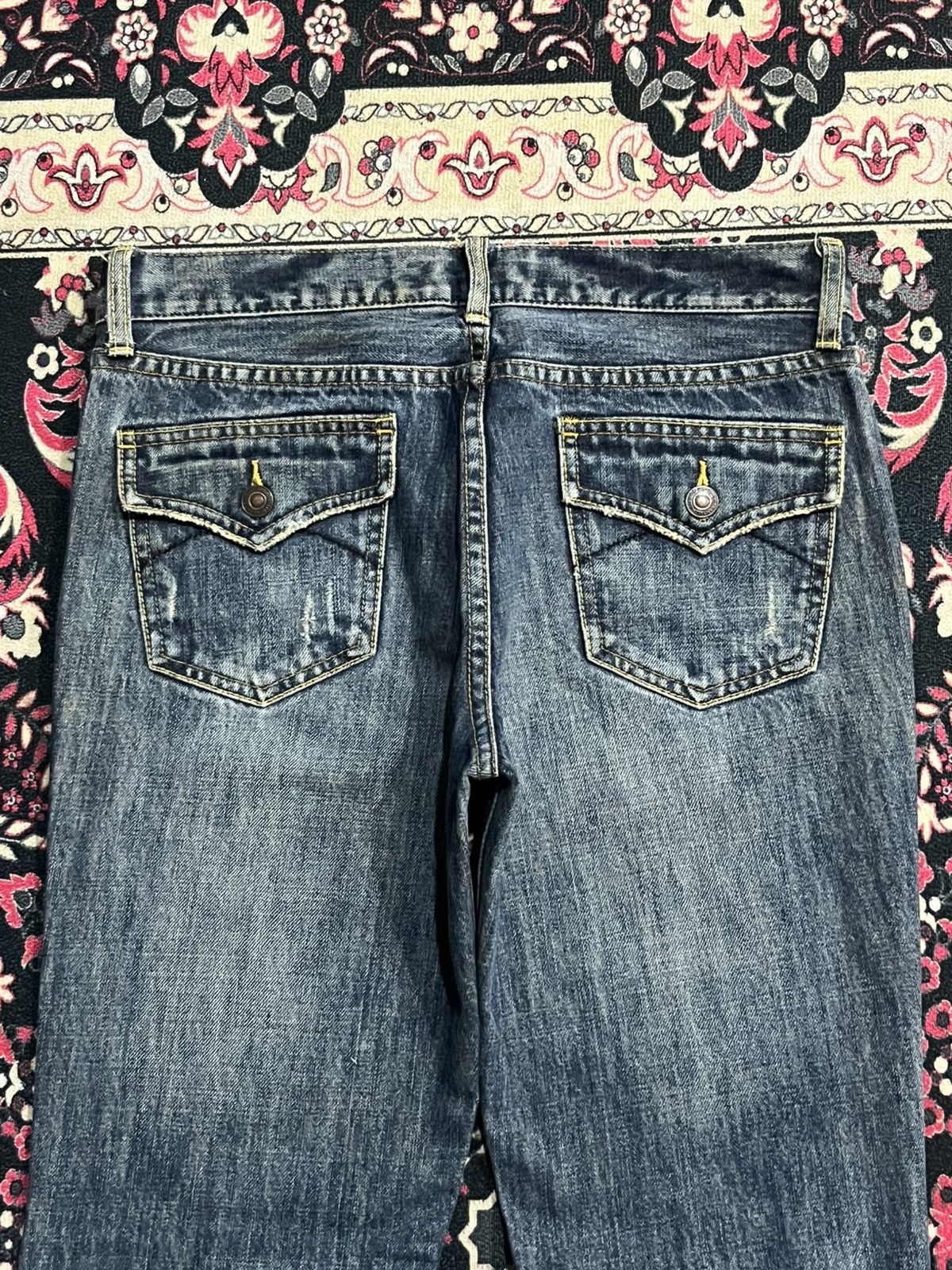 Japanese Brand Vintage Japanese Brand Blue Washed Distressed Flare Jeans Size US 30 / EU 46 - 6 Thumbnail