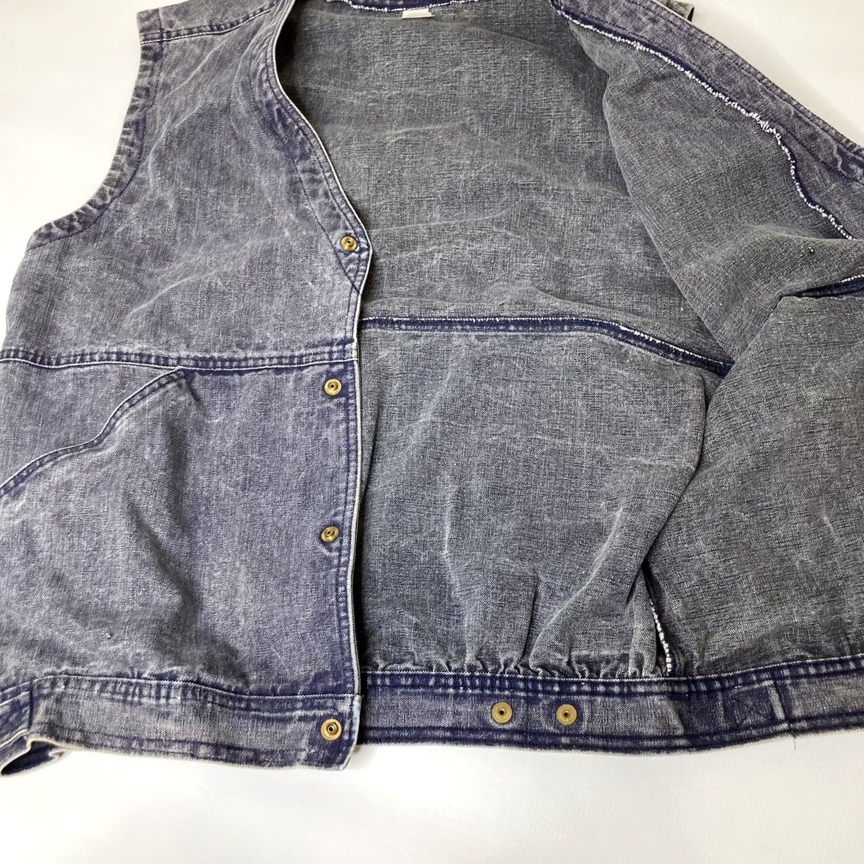 Vintage VINTAGE Bayly Jeans Denim Vest Snap Button Gray Black Wash V Neck USA Made XL Men’s Biker Style Shirt/Outerwear Size US 36 / EU 52 - 6 Thumbnail