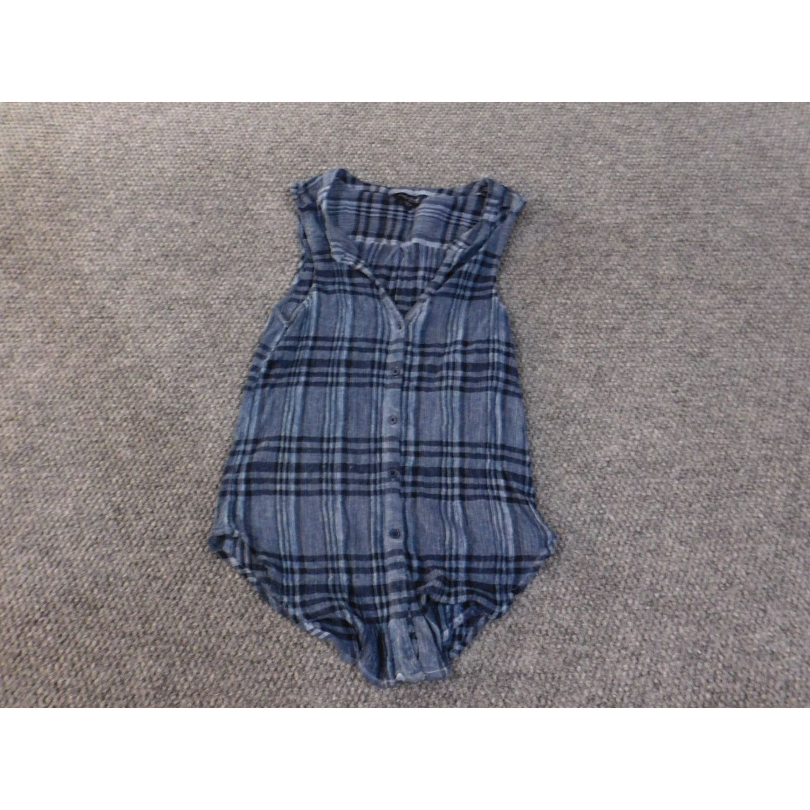Lucky Brand Lucky Brand Button-Up Shirt Women Sleeveless Plaid Cotton Rayon Blue M Casual Stretch Regular Vintage No Size M / US 6-8 / IT 42-44 - 2 Thumbnail