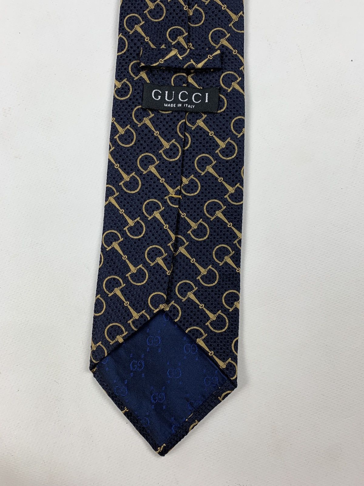 Gucci Vintage Gucci Silk Navy Blue Tie Size ONE SIZE - 13 Thumbnail