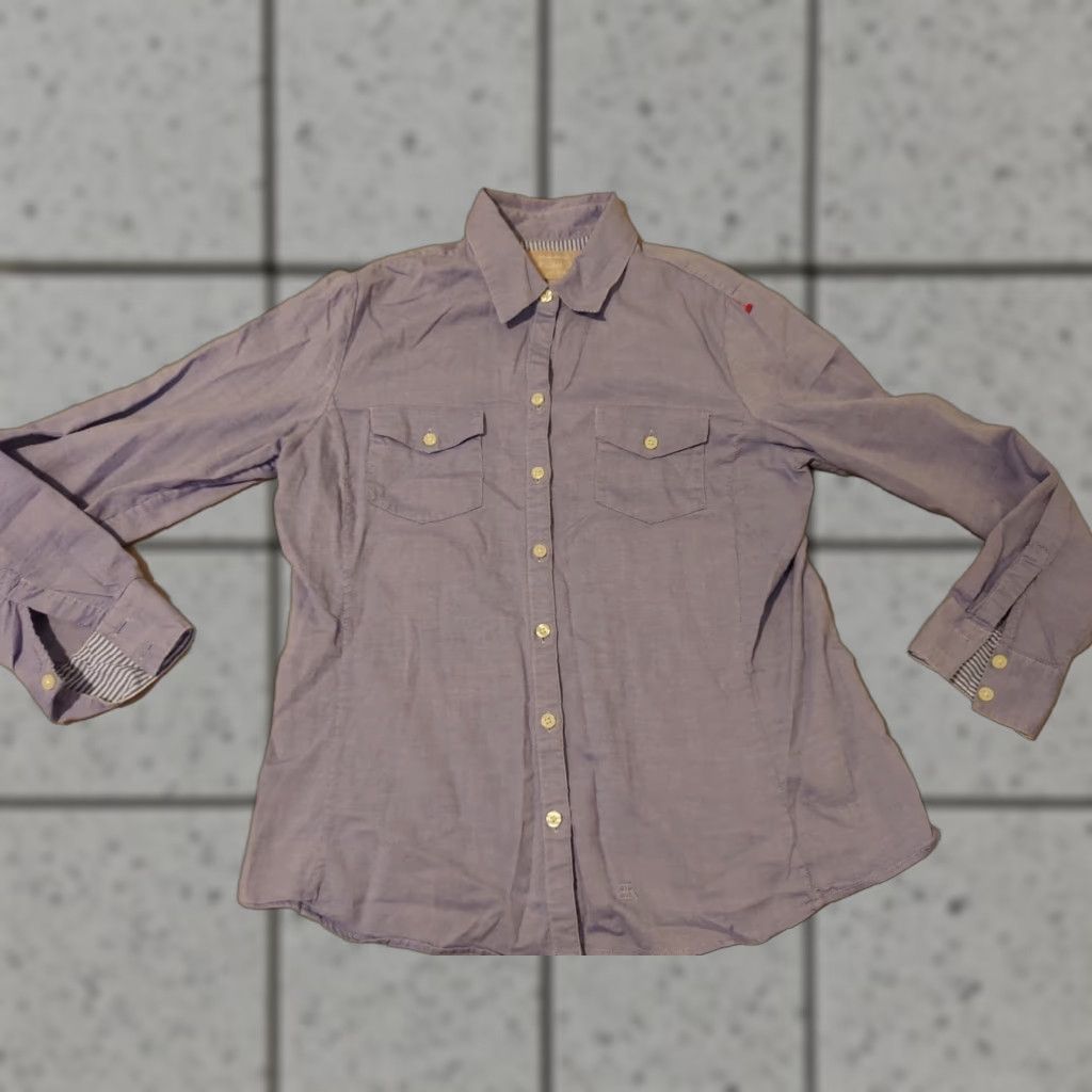 Banana Republic Womens Banana Republic Dress Shirt L Large Blue Button Cotton Blouse Size L / US 10 / IT 46 - 1 Thumbnail