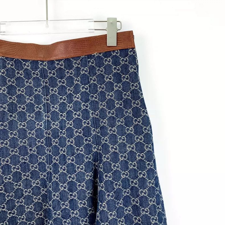 Gucci Gucci Dark blue logo jacquard full-print cotton casual deni Size 27" / US 4 / IT 40 - 3 Thumbnail