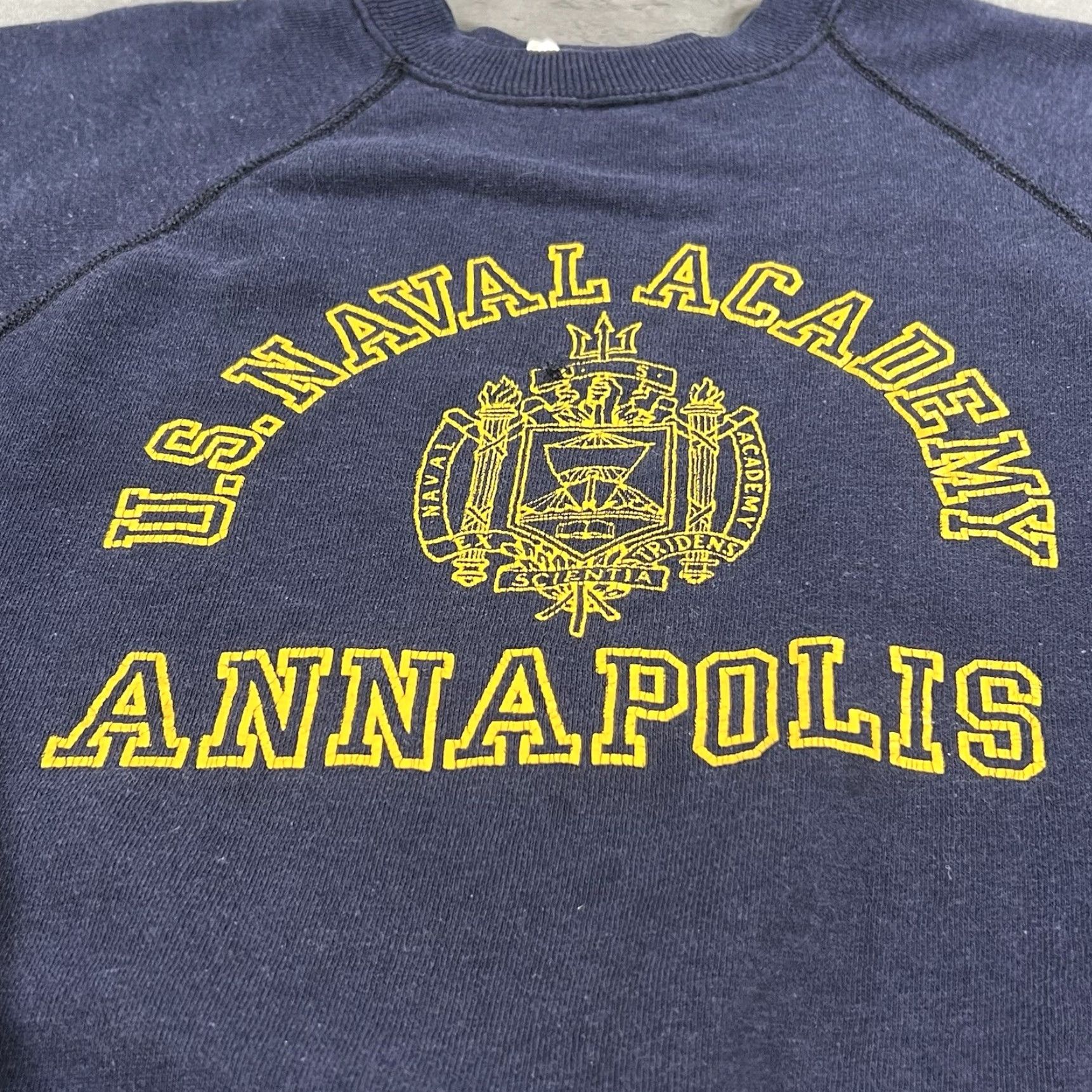 Velva Sheen VINTAGE US Naval Academy Sweatshirt Men's S Blue Print Army Size US S / EU 44-46 / 1 - 3 Thumbnail