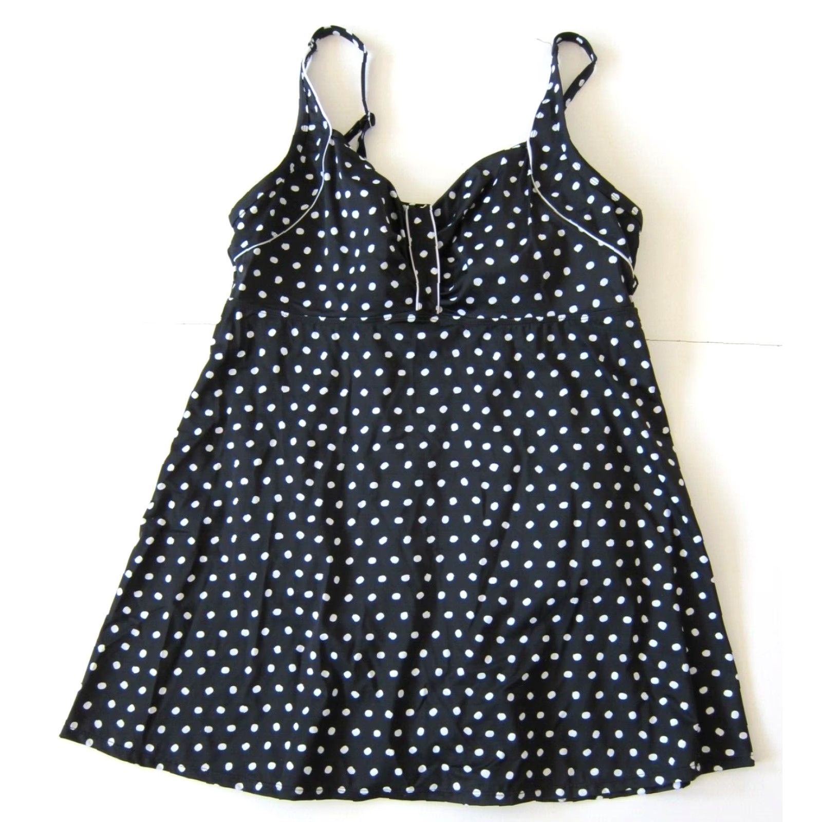 Vintage VINTAGE Roaman's Black White Polka Dot Built in Bra Slimming Swimsuit Dress Women 22W Size 3XL / US 20-22 - 7 Thumbnail