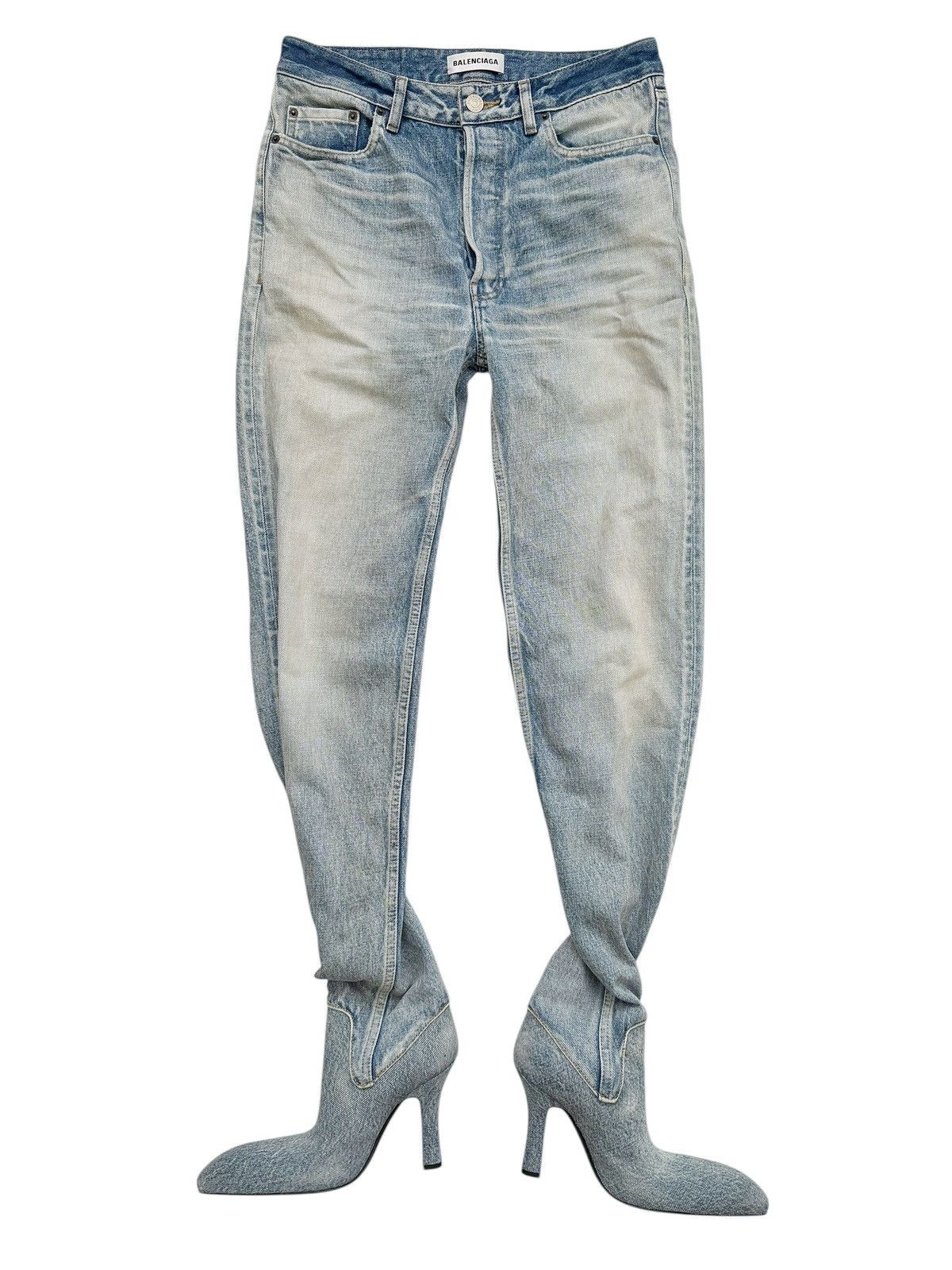 Balenciaga RARE Denim Jean Pantashoe Heel Boot Legging Size US 6 / IT 36 - 1 Thumbnail