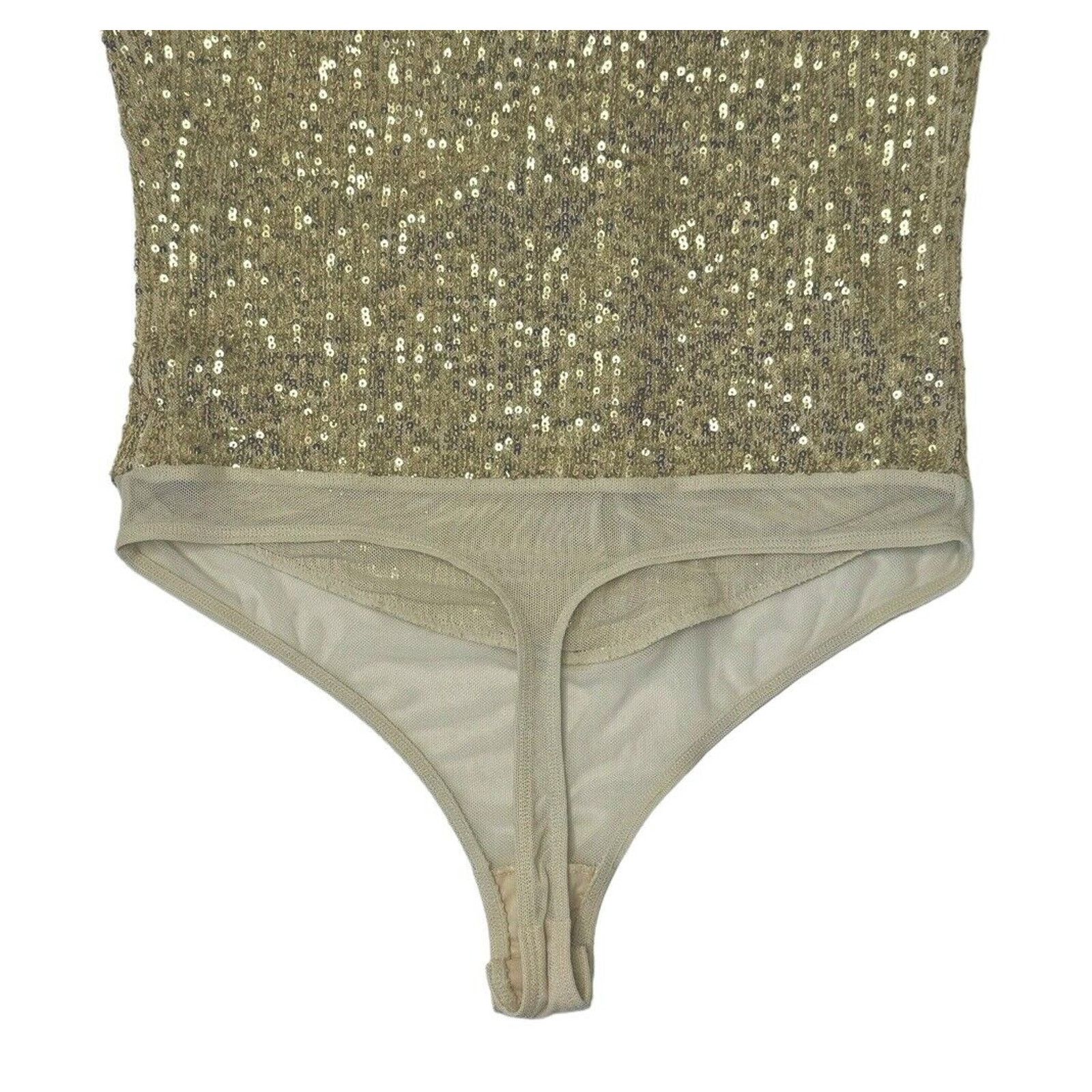 Free People INTIMATELY FREE PEOPLE Sparks Fly Gold Sequin Bodysuit Size M / US 6-8 / IT 42-44 - 9 Thumbnail