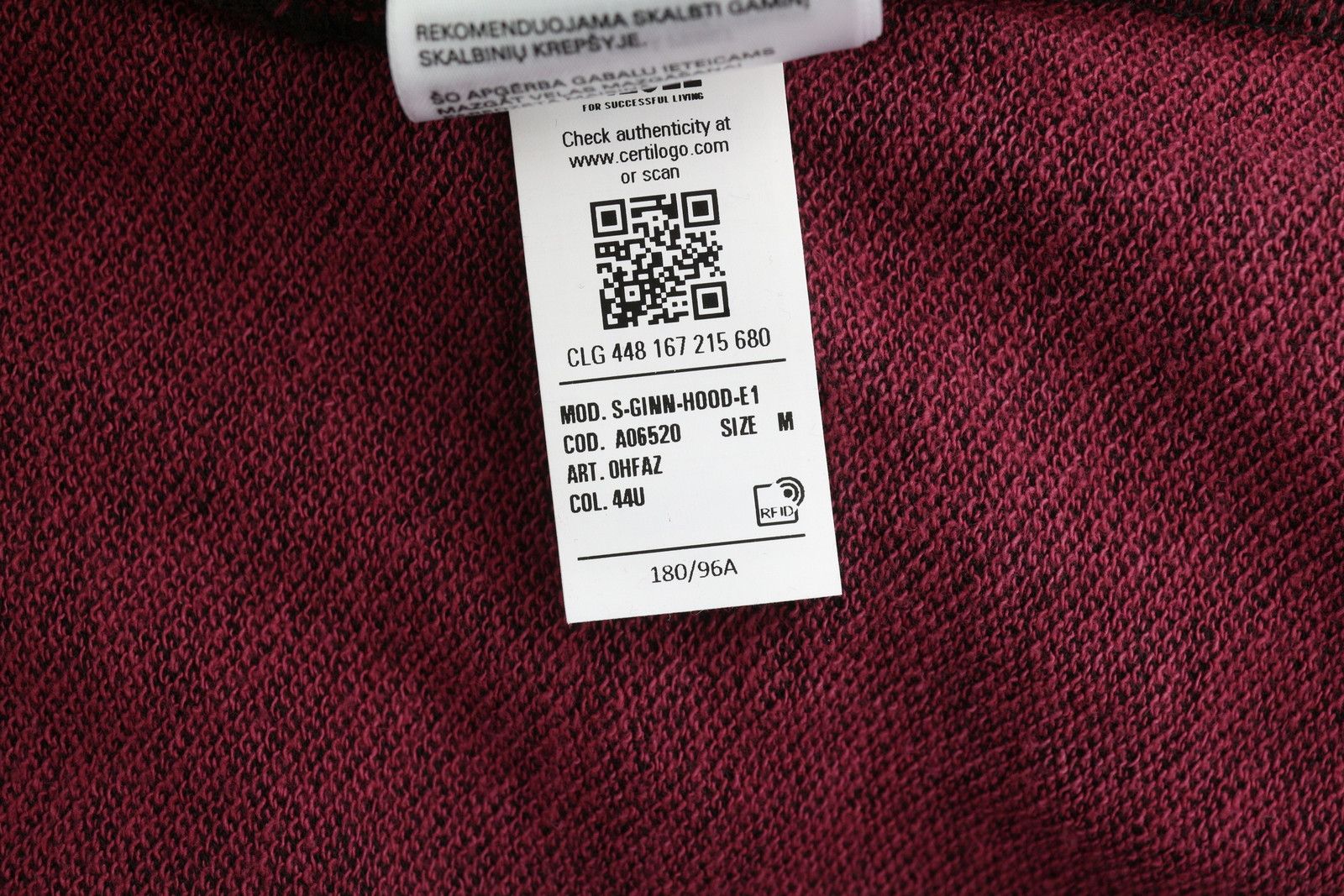 Diesel S-GINN-HOOD-E1 M Burgundy Distress Hoodie 41048 Size US M / EU 48-50 / 2 - 10 Thumbnail