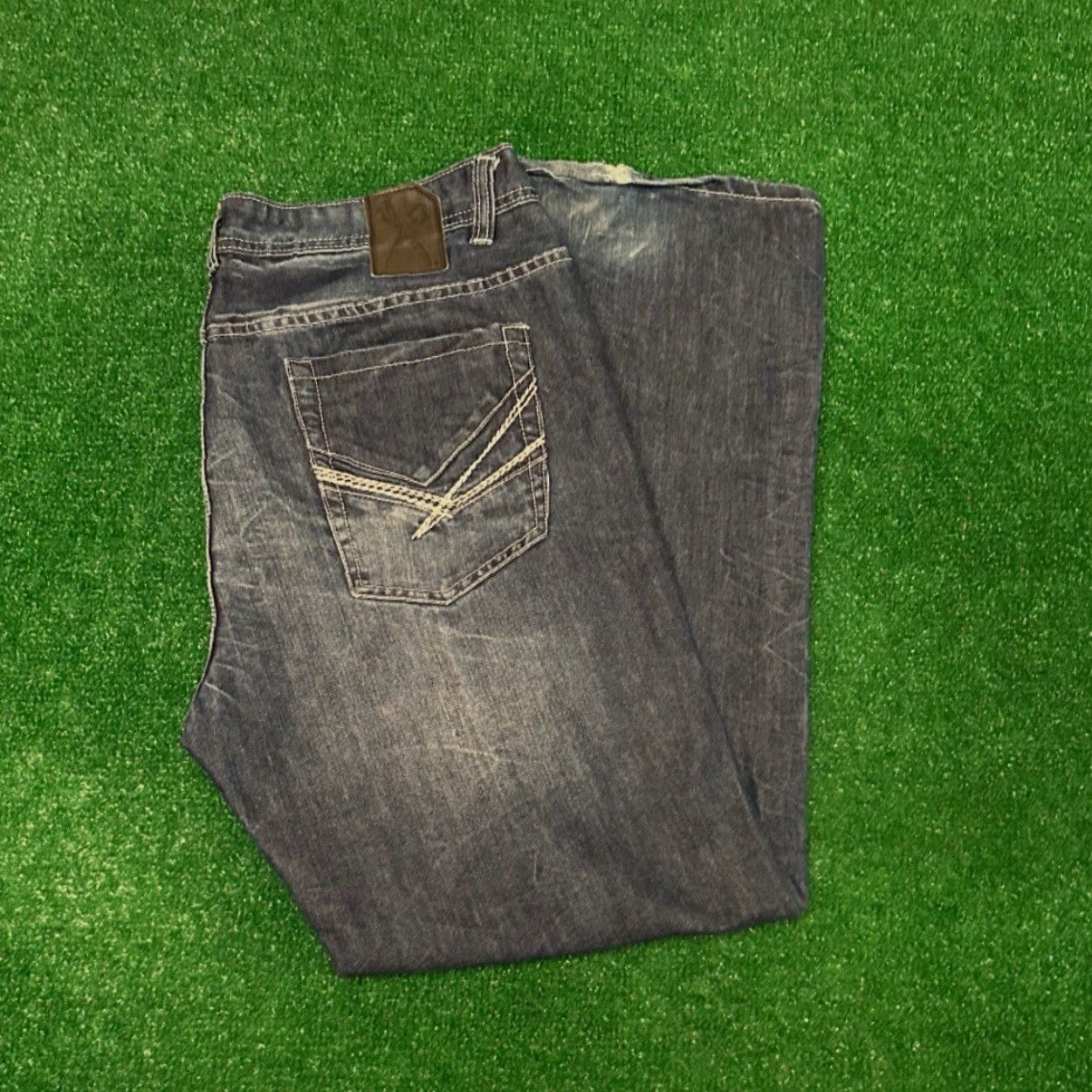 Marcs VINTAGE Marc Ecko Baggy Skater Grunge Jeans VTG Mens Size 40 Dark Wash 40x32 Jeans Mens Grunge Y2K Hip Hop Punk Skater Ecko Style Straight Size US 40 / EU 56 - 5 Thumbnail