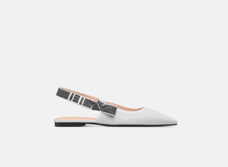 Dior o1w1db10426 KCF009 Toujours Slingback Flats in White Size US 6 / IT 36 - 1 Thumbnail