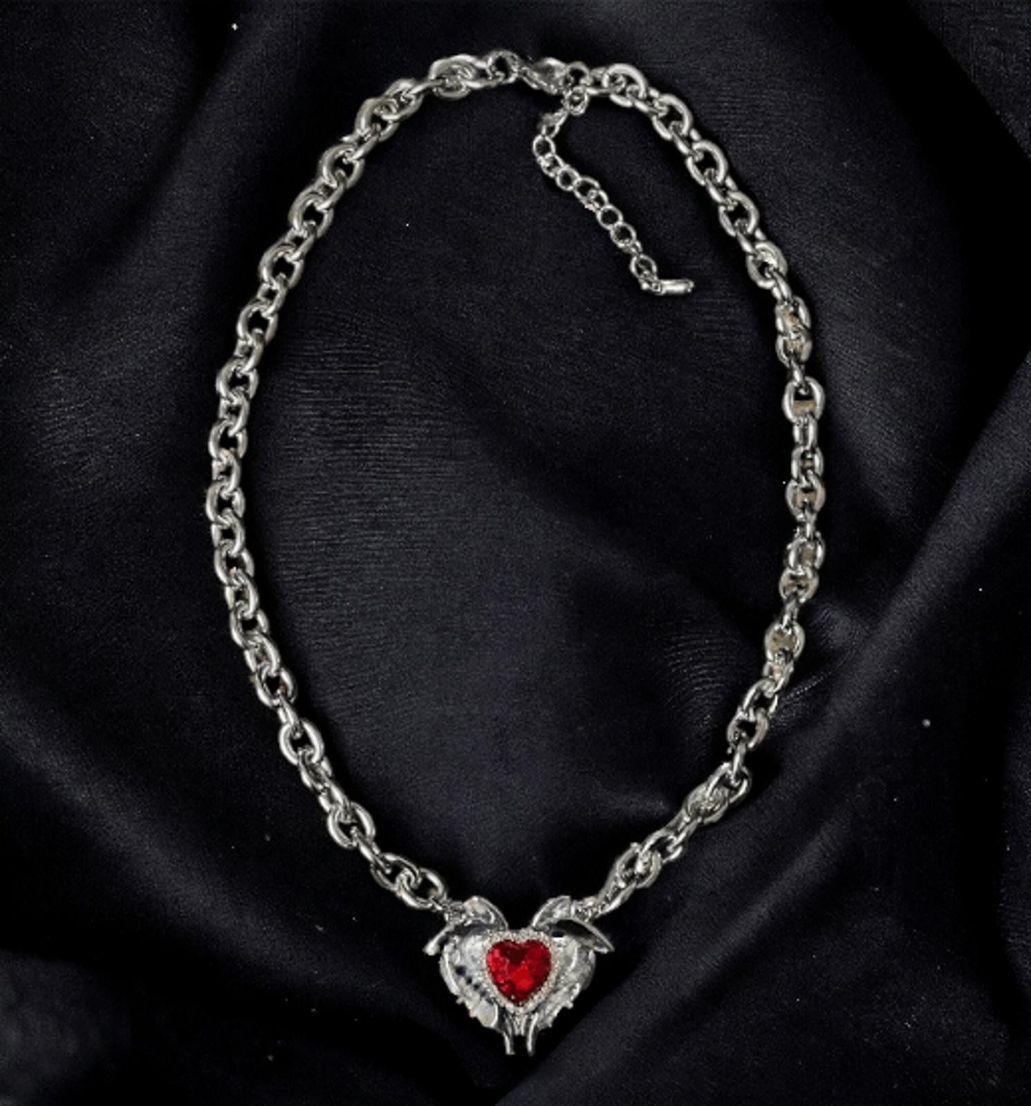Jewelry y2k Grunge Burning Red Glass Necklace Size ONE SIZE - 8 Thumbnail