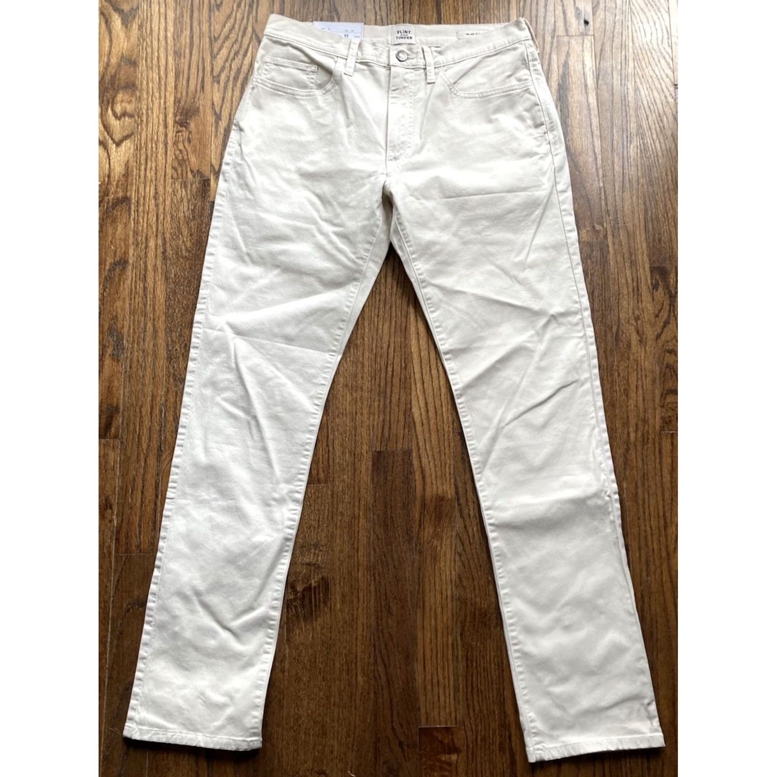 Flint And Tinder Flint and Tinder Pants Slim Fit Chino 31x32 Beige 5 Pocket Flat Front Zip Casual Mens Regular Inseam 32 NWT Size US 31 - 2 Thumbnail