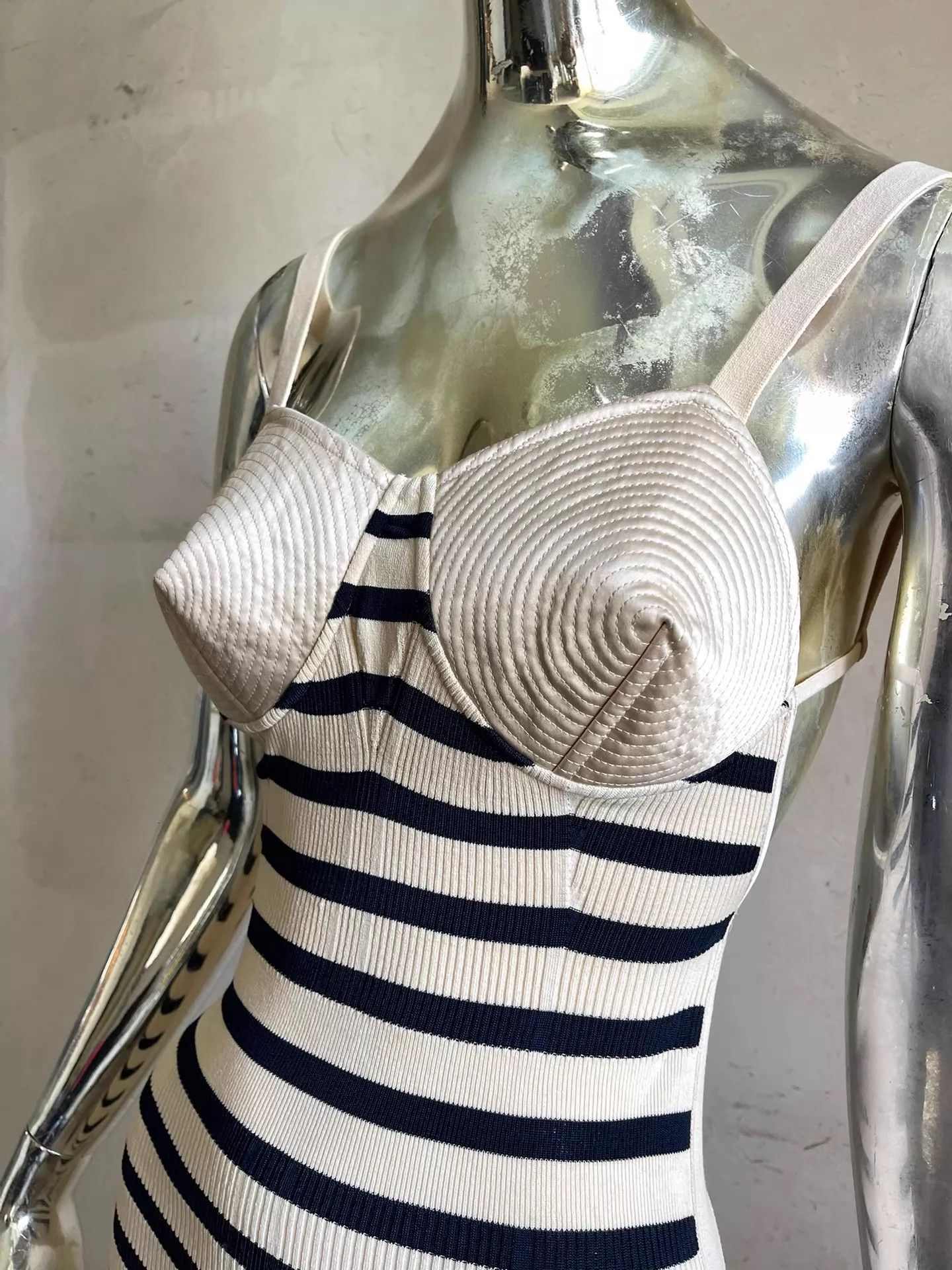 Jean Paul Gaultier JPG Vintage Madonna Runway Cone Bra Striped Open Back Cami Size M / US 6-8 / IT 42-44 - 3 Thumbnail