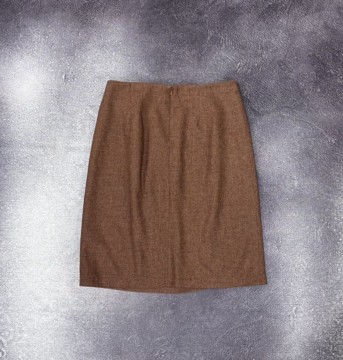 Etro Etro Women’s Brown Wool Tweed Wrap Skirt Leather Toggle Size 32" / US 10 / IT 46 - 2 Thumbnail