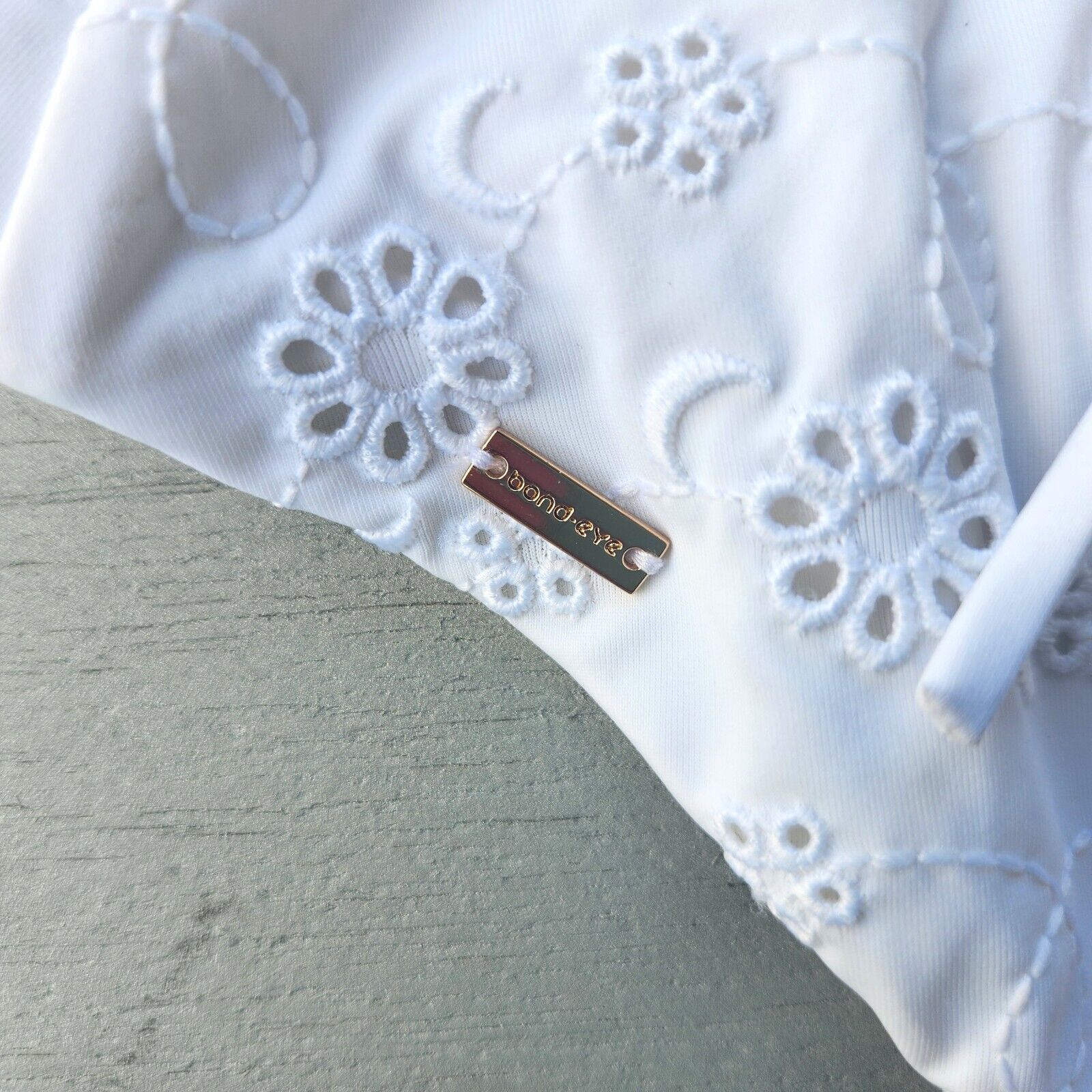 The Unbranded Brand Bond Eye Women White Eyelet Laced Back Swimsuit Size L Size ONE SIZE - 8 Thumbnail