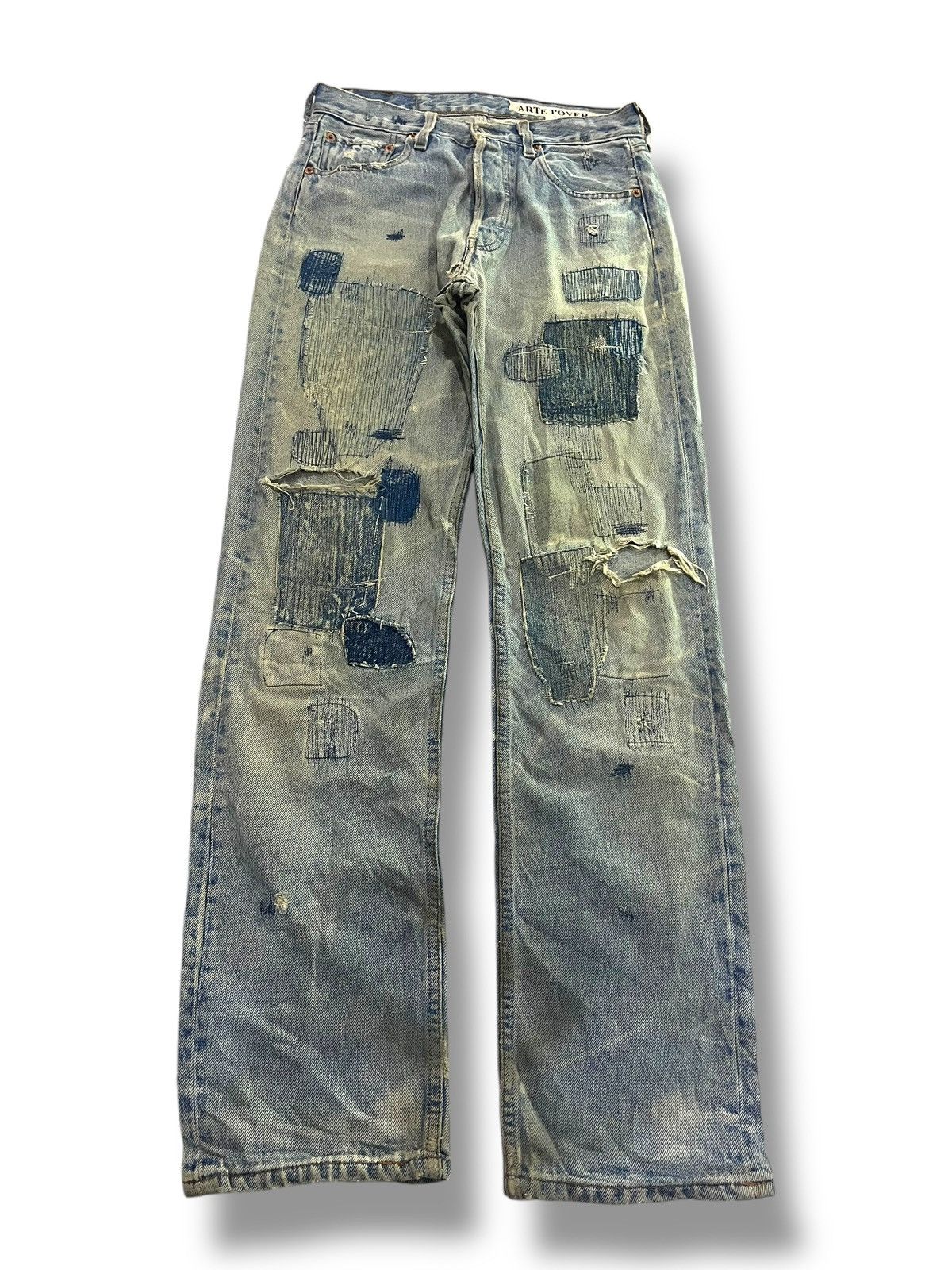 Levi's GRUNGE🤘🏼 VINTAGE LEVIS ARTE POVERA PATHWORK DISTRESSED DENIM Size US 29 - 1 Thumbnail