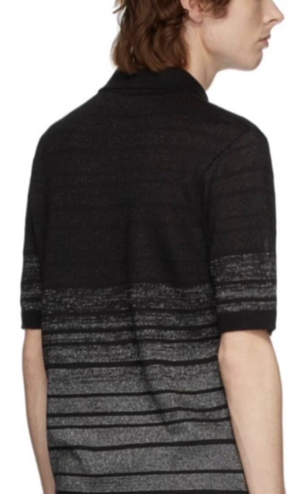 Saint Laurent Paris Black and silver Lurex polo T shirt size m Size US M / EU 48-50 / 2 - 3 Thumbnail