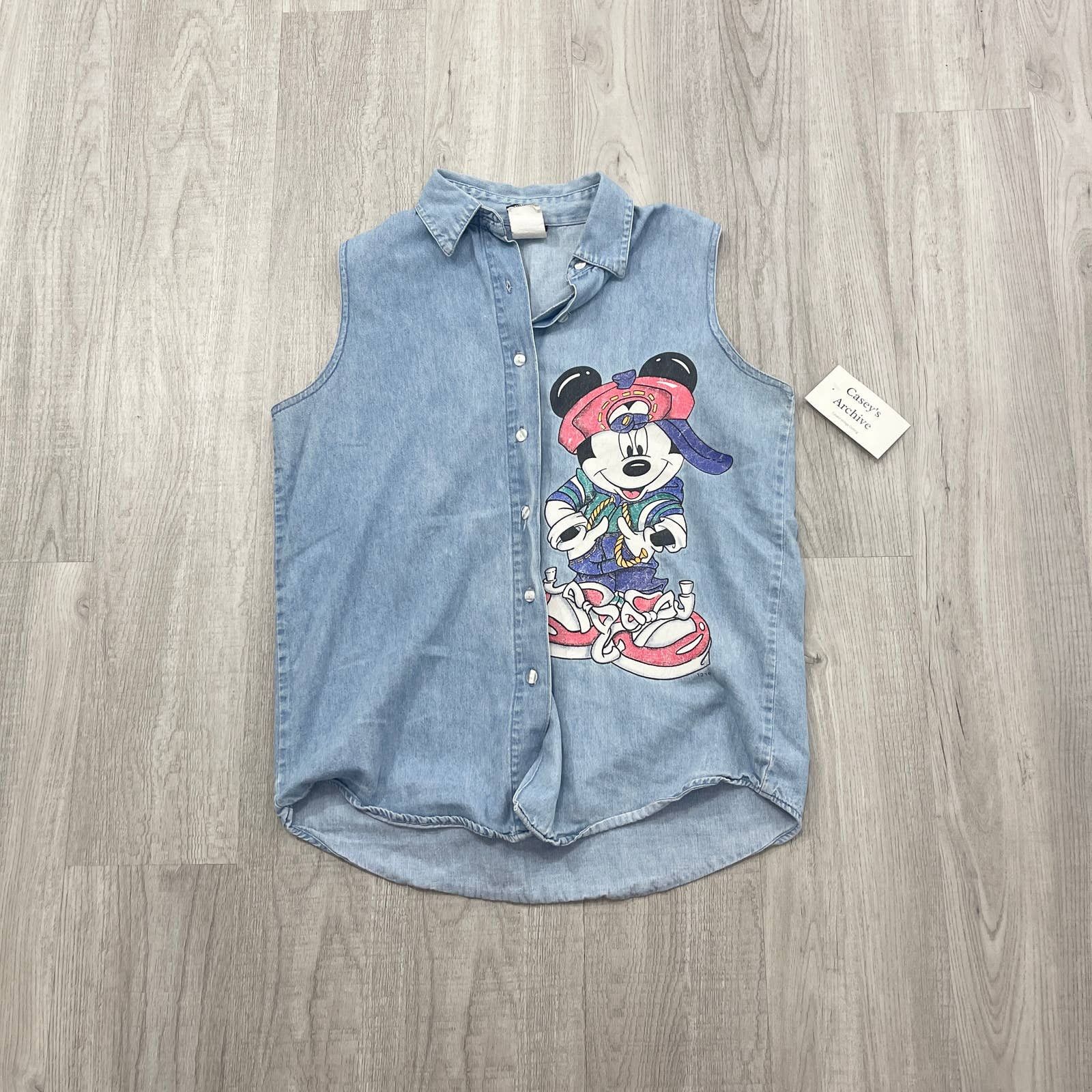 Disney VINTAGE 90s Disney Mickey Mouse Hip Hop Denim Vest | Grailed