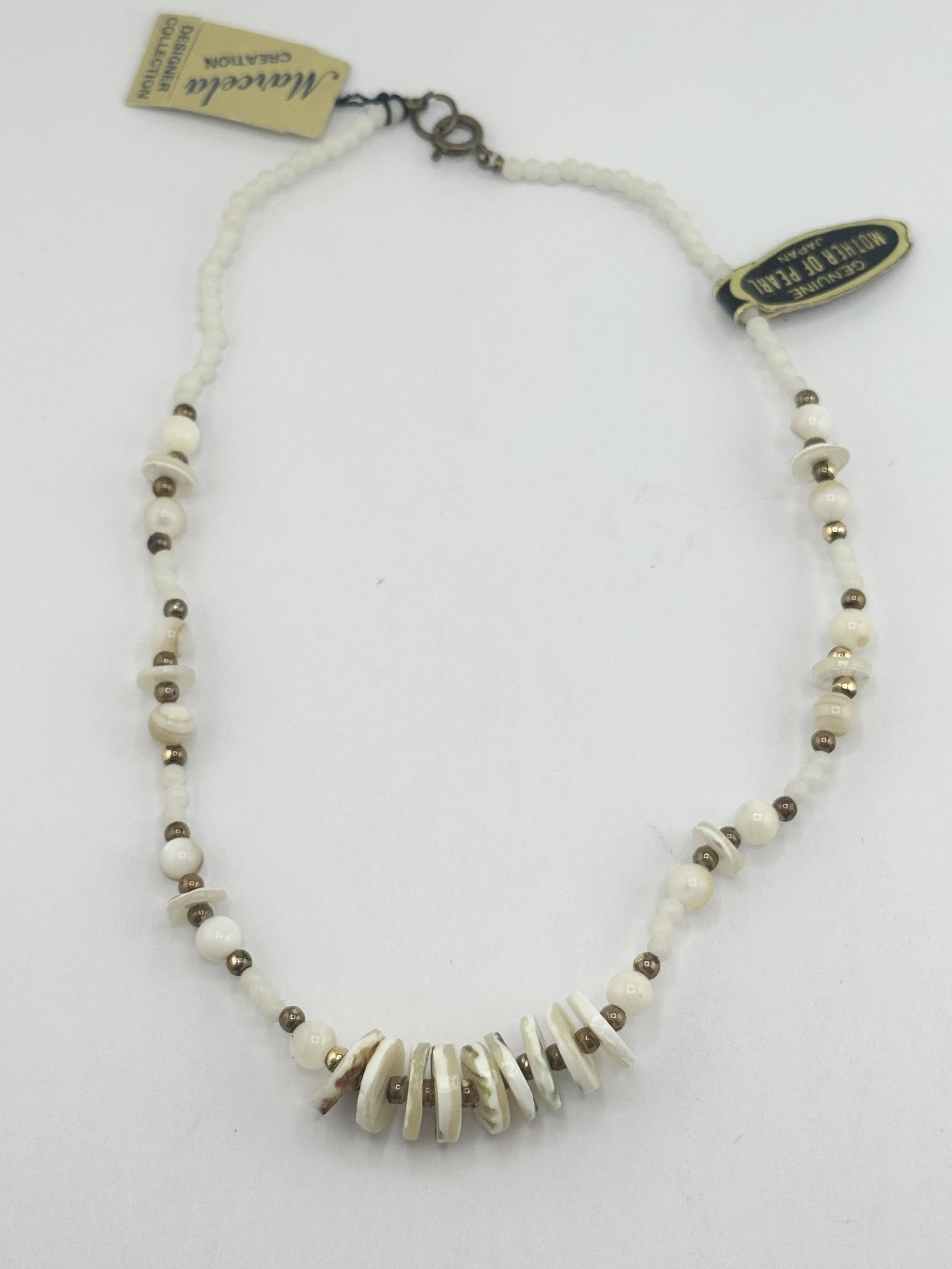 Vintage Vintage mother of pearl Japan beaded collar necklace with ta Size ONE SIZE - 4 Thumbnail