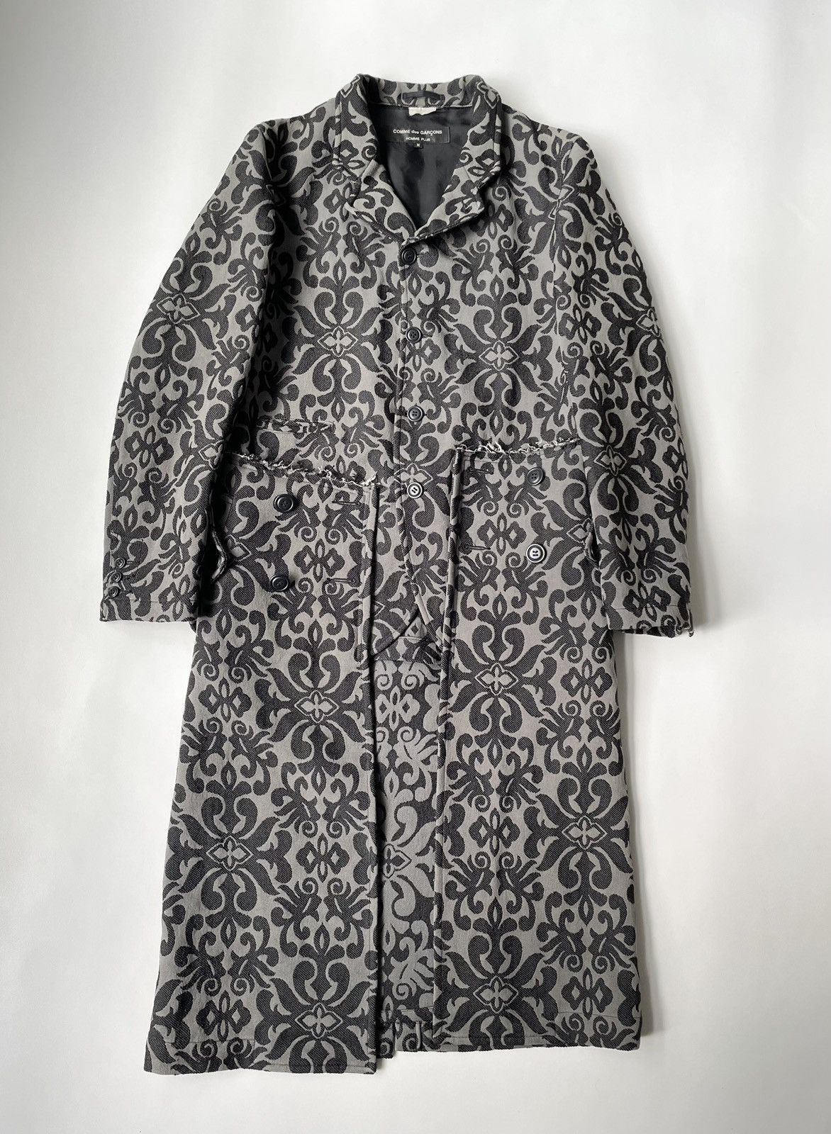 Comme des Garcons A/W 13 Gray Floral Jacquard Overcoat Size US M / EU 48-50 / 2 - 1 Thumbnail