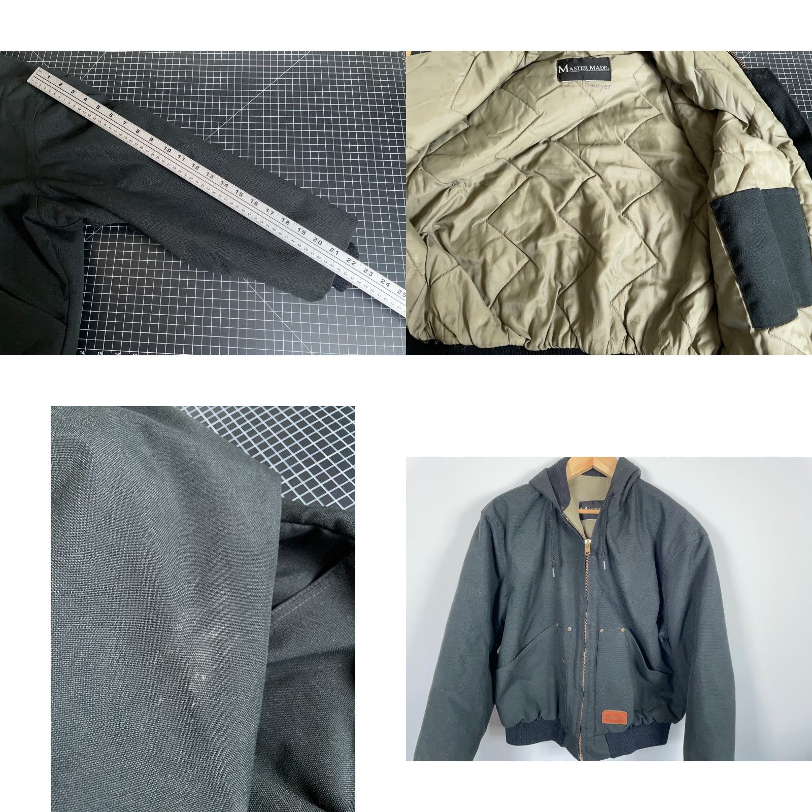 Vintage VINTAGE Master Made Canvas Jacket Men's XL Black Zip Up Hooded Quilted Lining Workwear Size US XL / EU 56 / 4 - 8 Thumbnail