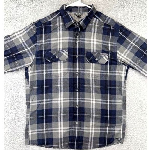 Eddie Bauer Eddie Bauer Button-Up Shirt Mens Medium Blue/Gray Plaid Flap Pockets NEW Size US M / EU 48-50 / 2 - 3 Thumbnail
