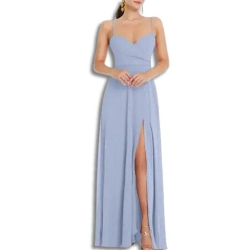 Other Lovely Maxi Dress Center Slit V-Neckline Light Blue W 8 NWOT Size M / US 6-8 / IT 42-44 - 1 Thumbnail
