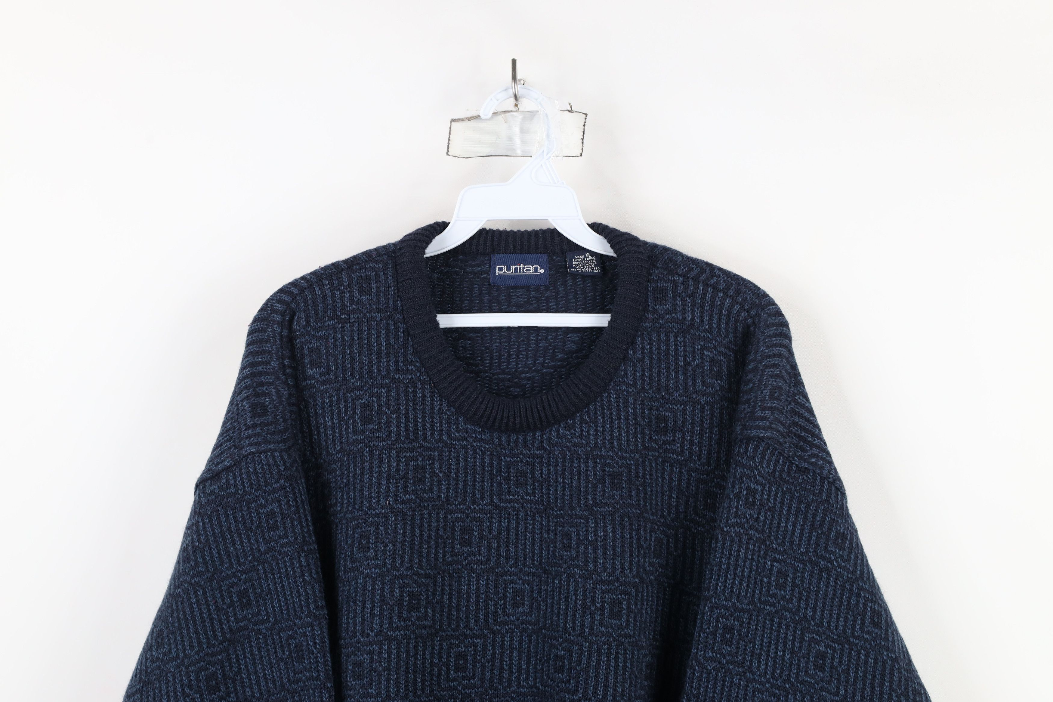 Vintage Vintage 90s Streetwear Trippy Knit Crewneck Sweater Blue Size US XL / EU 56 / 4 - 2 Thumbnail