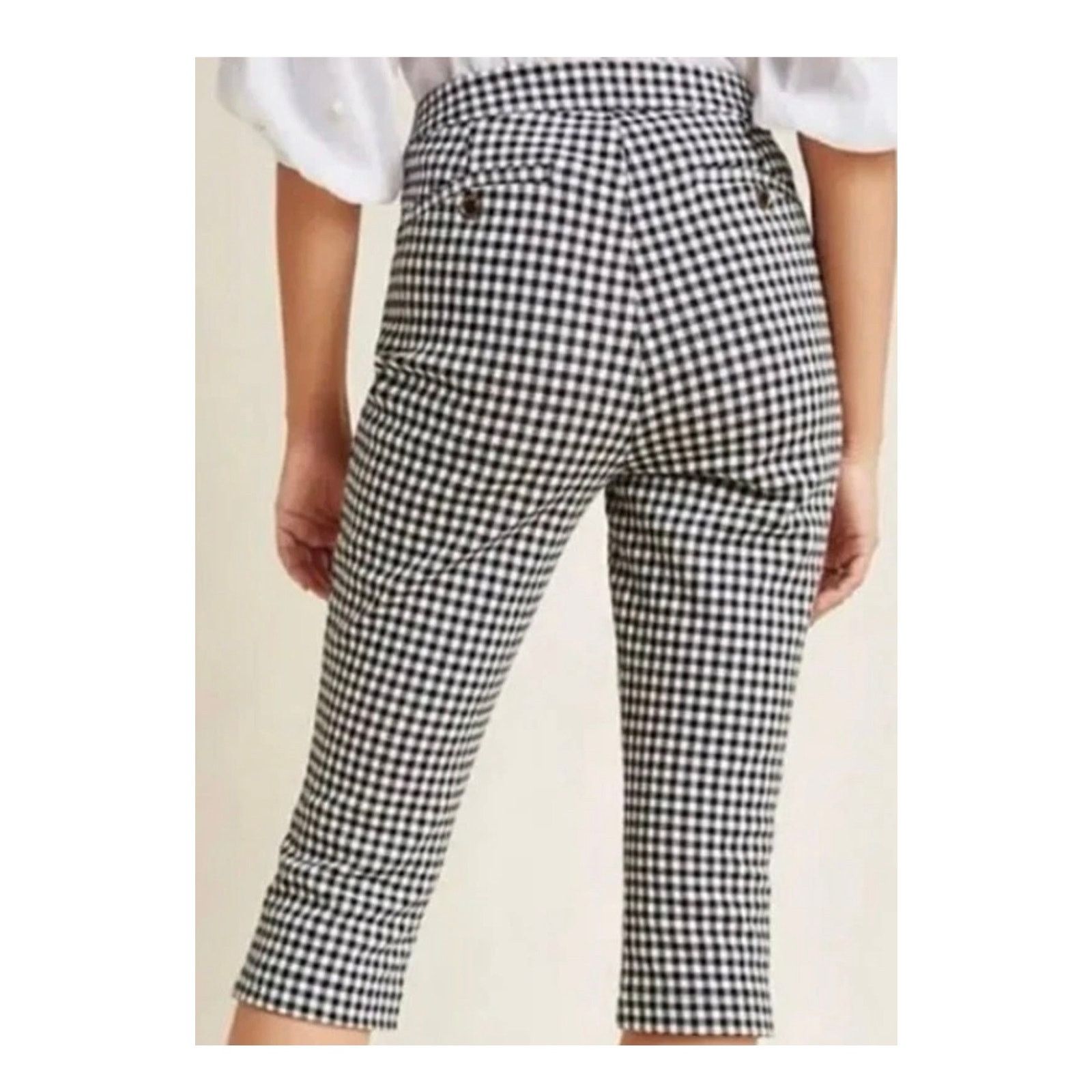 Anthropologie Anthropologie Women’s Black White Gingham Capri Pants 8 Size 30" / US 8 / IT 44 - 1 Thumbnail