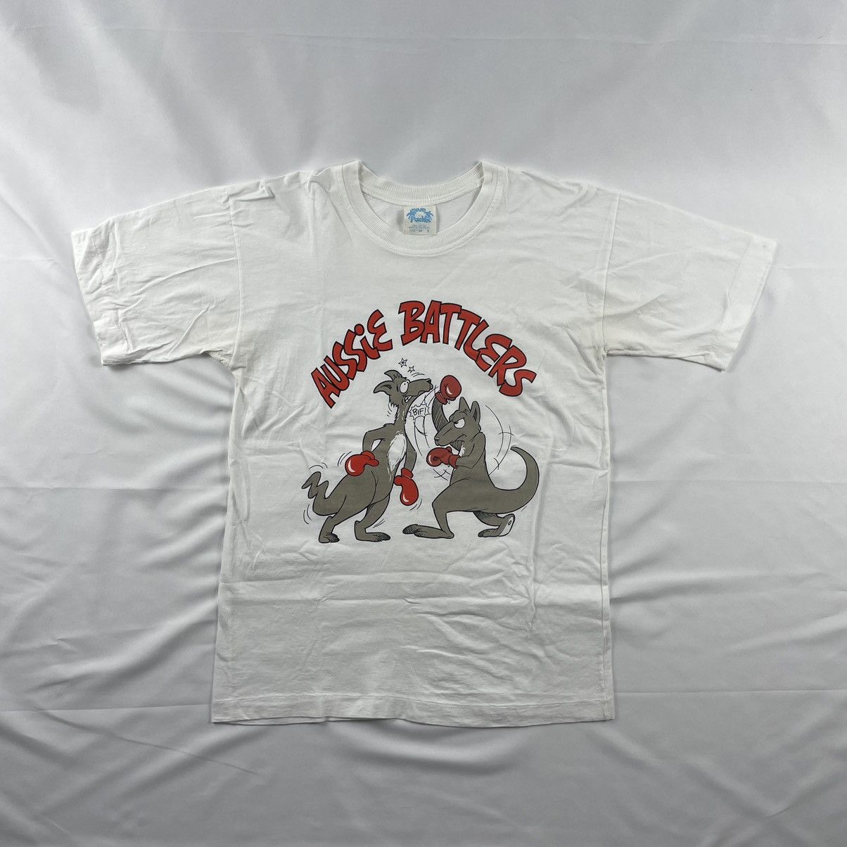 image of Aussie Battlers Vintage Tshirt in White, Men's (Size Small)