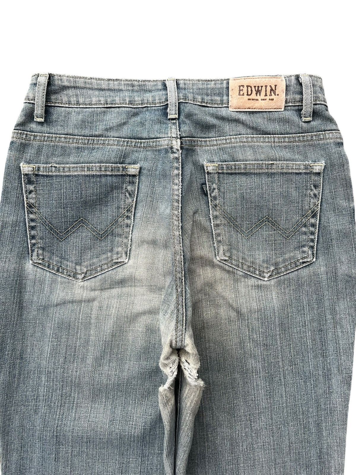 Edwin × Japanese Brand × KMRii Vintage Japanese Brand Blue Washed Straight Frayed Leg Jeans Size US 29 - 3 Thumbnail