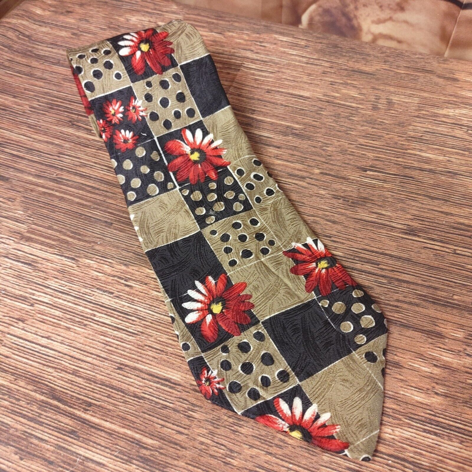 Pierre Cardin Pierre Cardin Men's Floral Gold/Red All Silk Neck Tie Size ONE SIZE - 1 Thumbnail