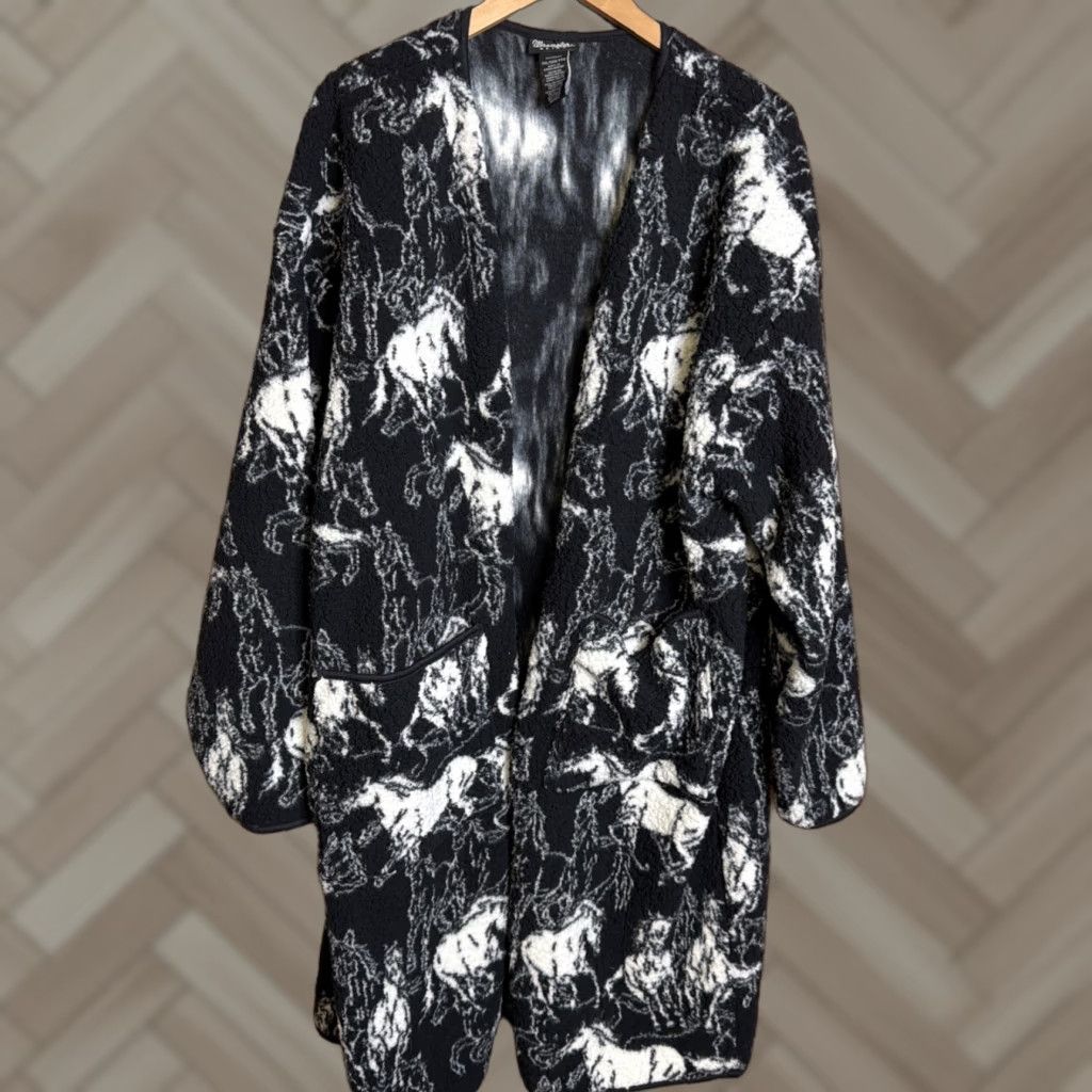 Wrangler VINTAGE Wrangler Womens Cardigan Sweater 2XL Black Sherpa Hooded Lined Pockets Geometric Aztec 다 Size XXL / US 16-18 / IT 52-54 - 1 Thumbnail