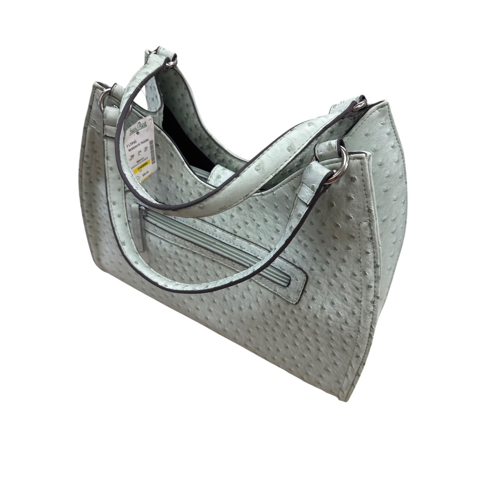 Designer Mondani NY Womens Mint Green Ostrich-Embossed Handbag Purse Size ONE SIZE - 11 Thumbnail