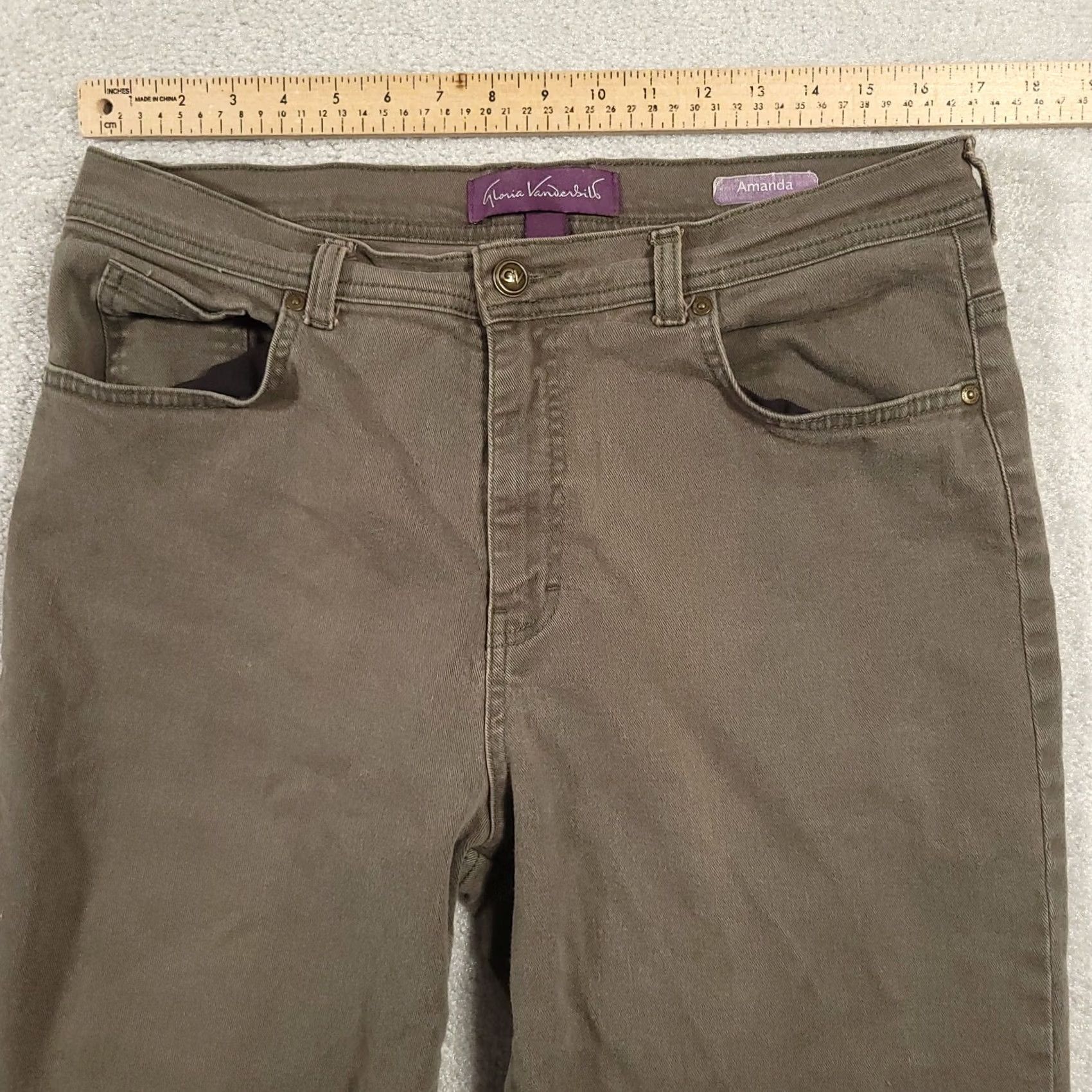 Gloria Vanderbilt Gloria Vanderbilt Amanda Jeans Women's 14 Green Straight Leg High Rise Denim Size 36" / US 14 / IT 50 - 6 Thumbnail