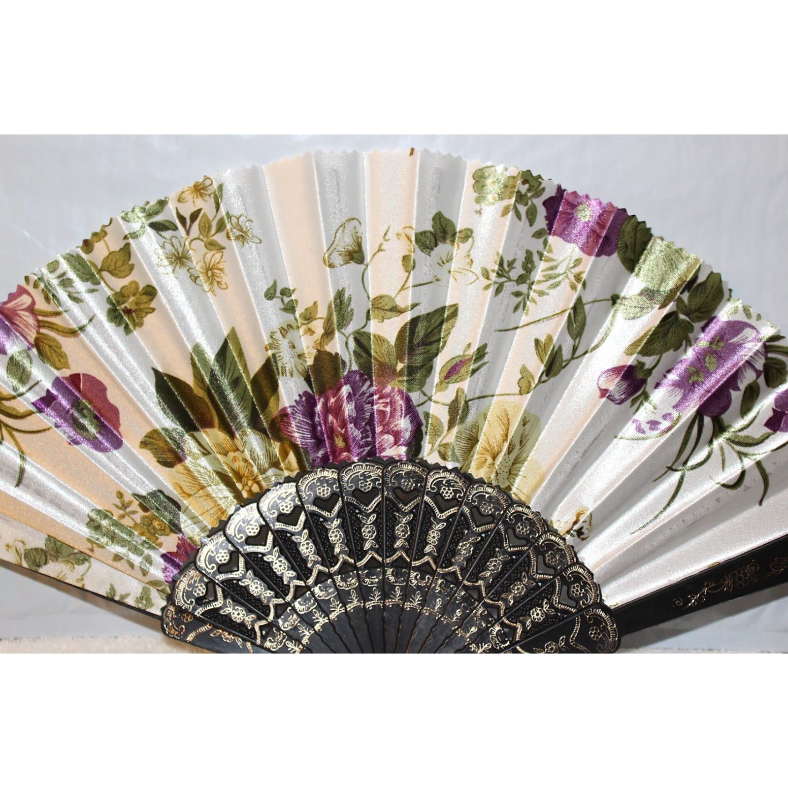 Vintage VINTAGE Hand Fan with Flowers Small Hand Fan A5 Women's Accessories Size ONE SIZE - 2 Thumbnail