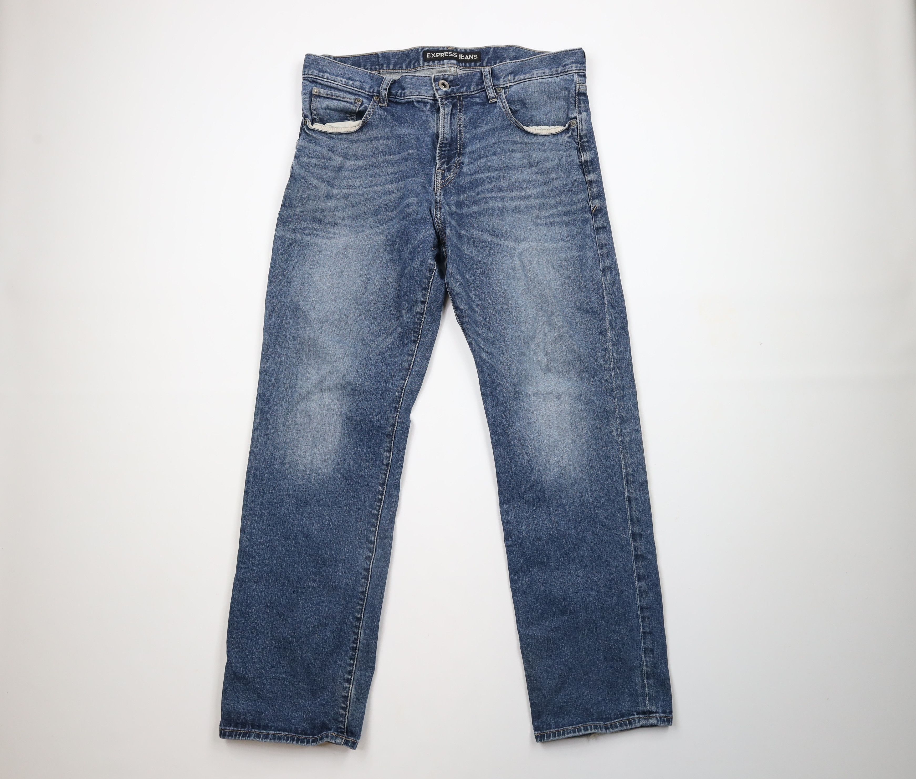 Express × Vintage Express Loose Fit Blake Straight Leg Denim Jeans Blue Size US 32 / EU 48 - 1 Thumbnail