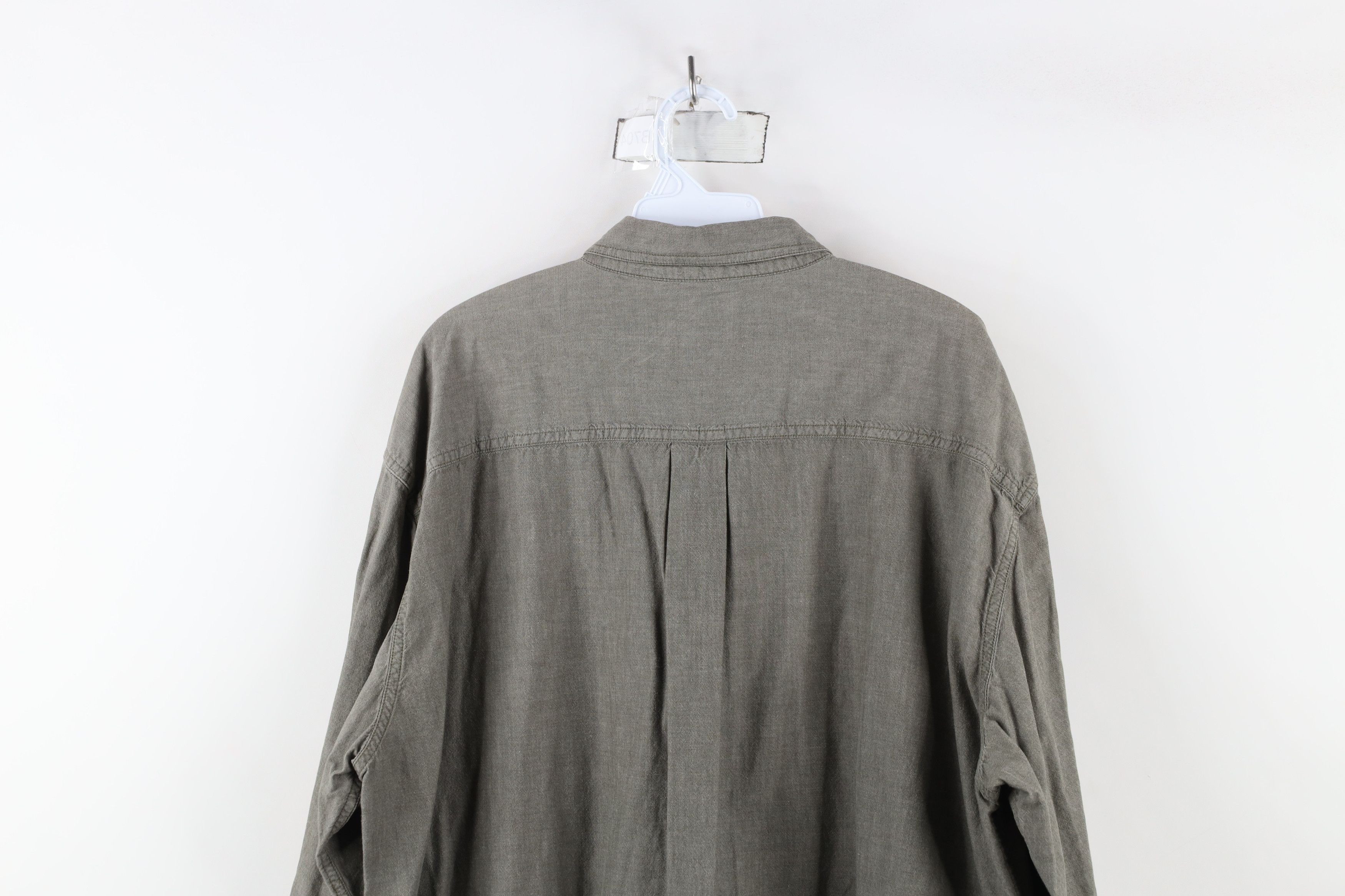 L.L. Bean × Vintage Vintage 90s LL Bean Collared Button Down Shirt Green Cotton Size US XL / EU 56 / 4 - 12 Thumbnail
