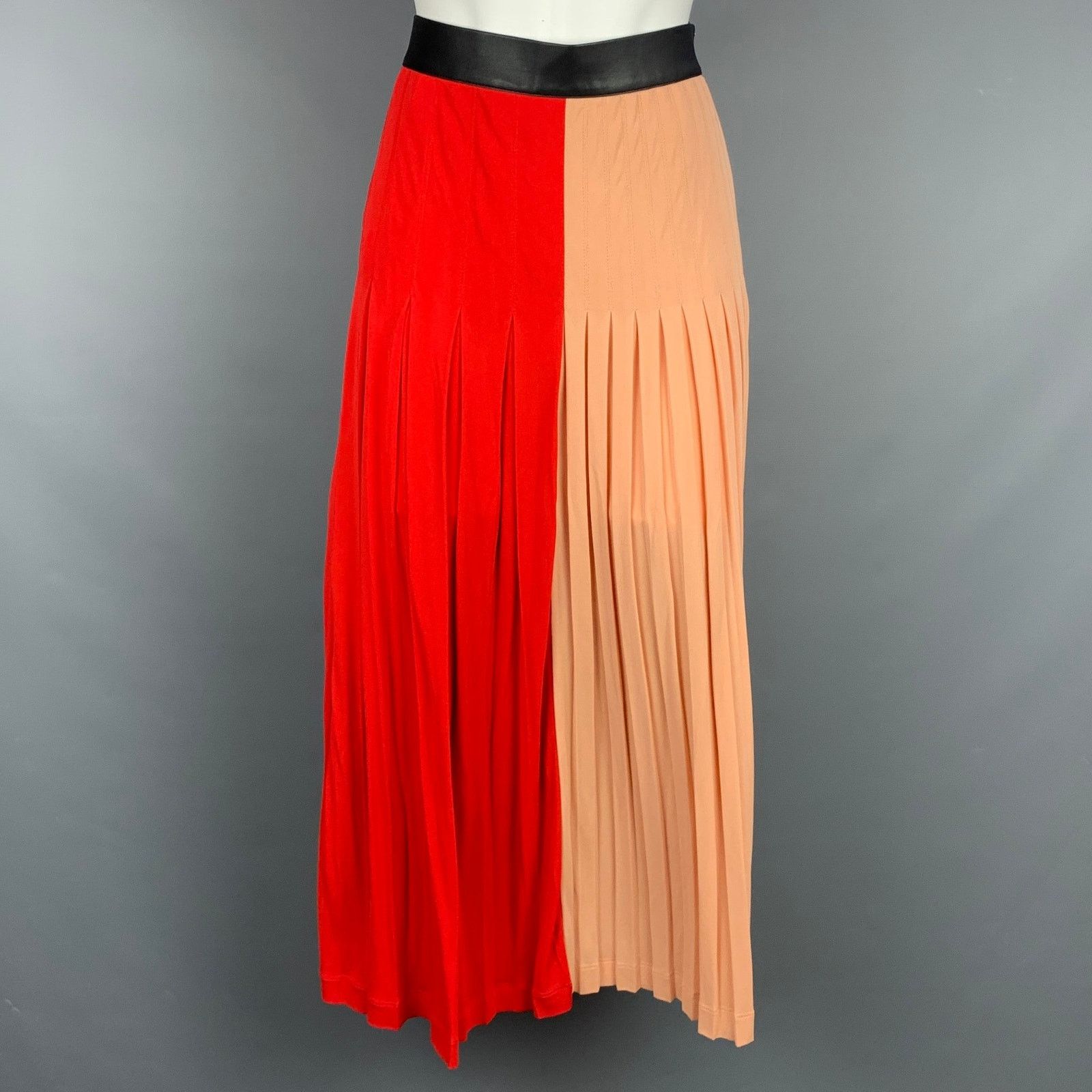 Givenchy GIVENCHY Red&Pink Viscose/Polyester Midi Pleated Skirt Size 28" / US 6 / IT 42 - 1 Thumbnail