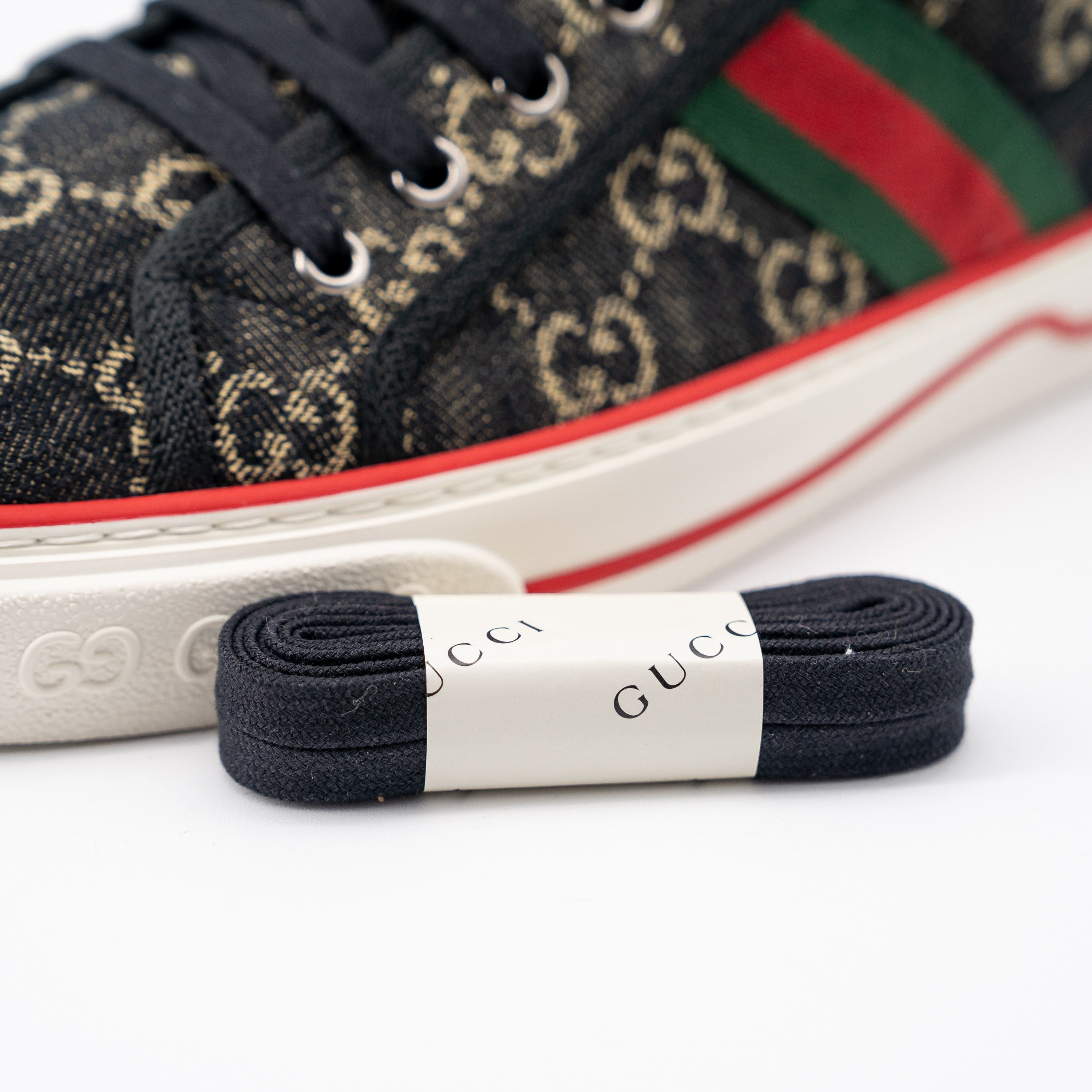 Gucci size 14G - Gucci Tennis Black Denim Sneakers GG print Size US 14 / EU 47 - 5 Thumbnail