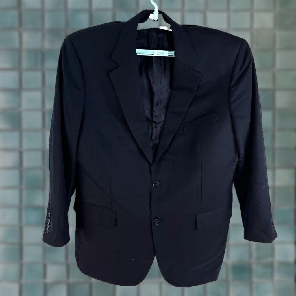 Brooks Brothers Brooks Brothers Saxon Madison Single Breasted Wool Suit Blazer Mens 43R Black Size 46R - 1 Thumbnail