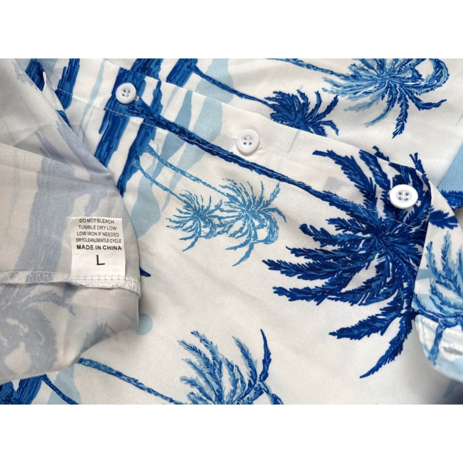 Vintage Hawaiian Shirt Men Large White Blue Floral Sailboat Palm Tree Polyester Blend Mens Size US L / EU 52-54 / 3 - 6 Thumbnail