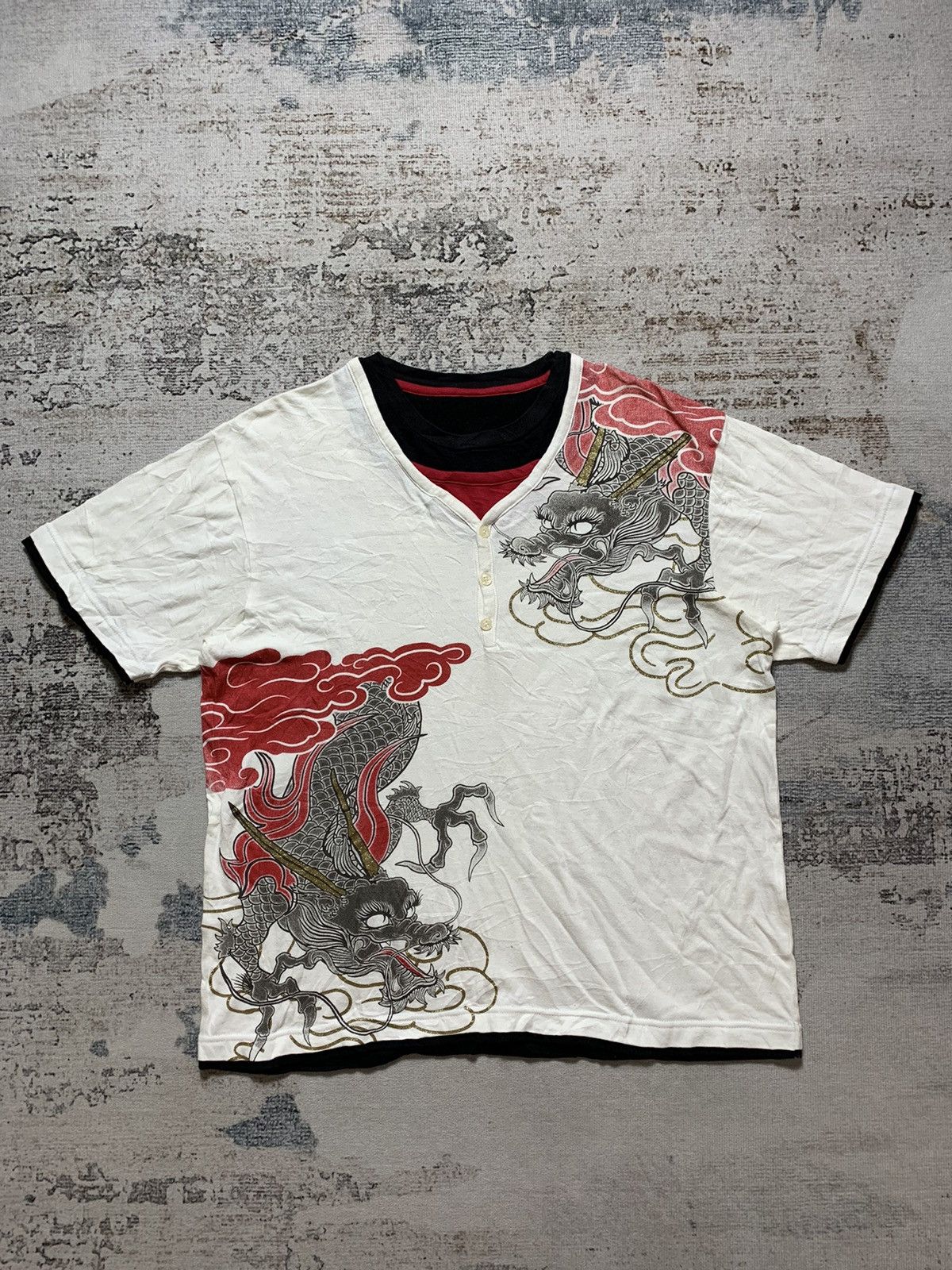 Beauty Beast × If Six Was Nine Japanese Triple Collar Sukajan Dragons Tshirt Undefined Size US M / EU 48-50 / 2 - 1 Thumbnail