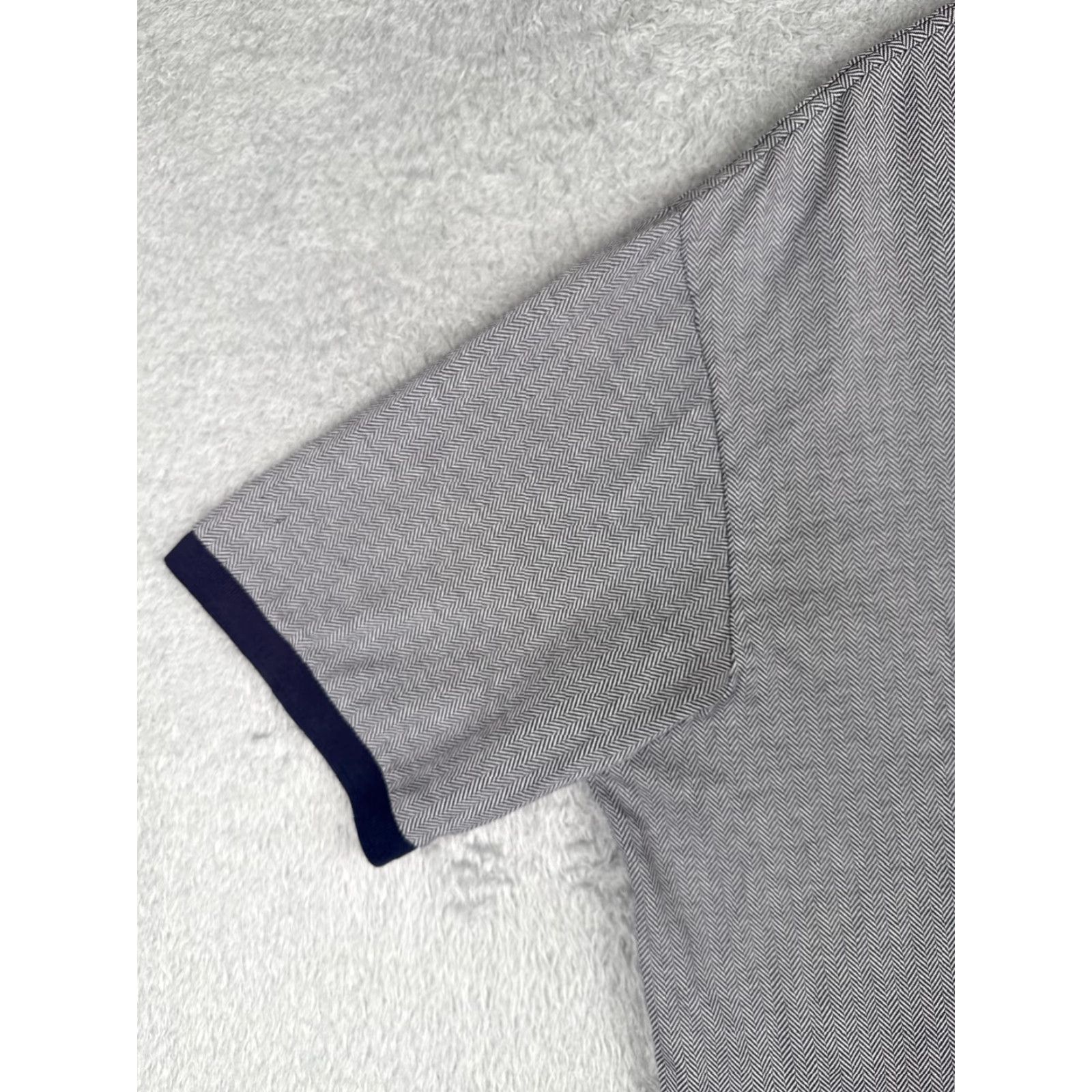 Ralph Lauren VINTAGE Ralph Lauren Polo Shirt Mens 2XL Gray Herringbone 100% Cotton Short Sleeve Polo Shirt Mens XXL Tall Blue/Gray 2XL Size US XXL / EU 58 / 5 - 4 Thumbnail