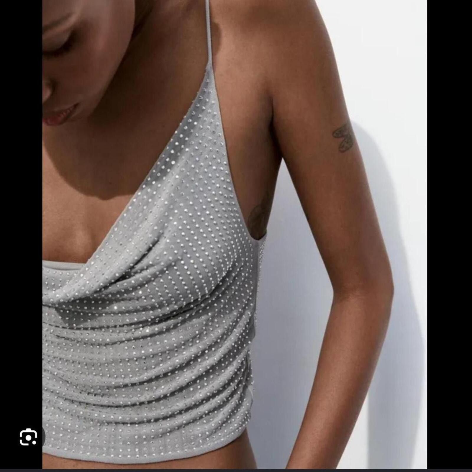 Zara Zara - [ ] Rhinestone Tulle Top Size S / US 4 / IT 40 - 3 Thumbnail